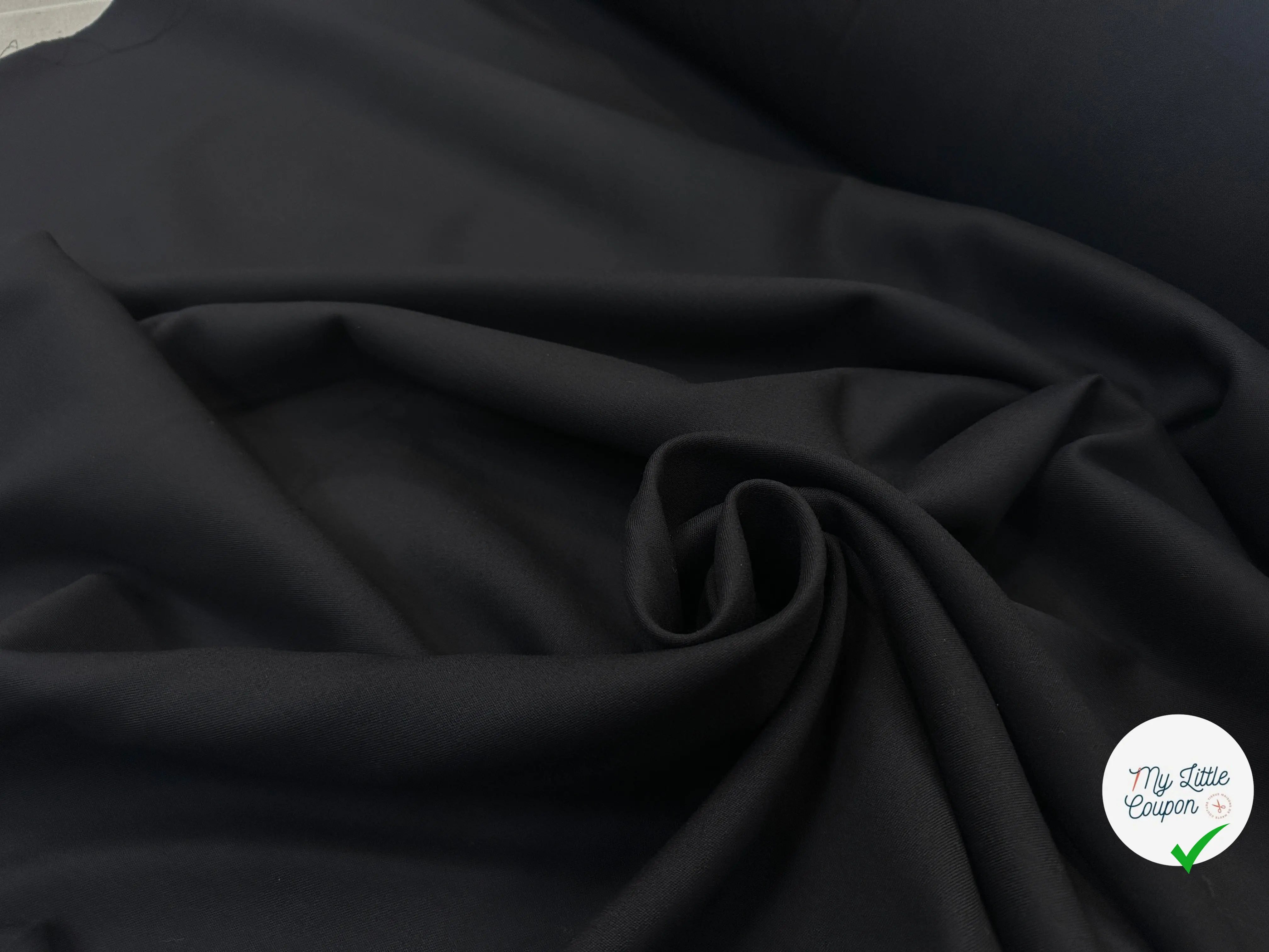 GABARDINE DE LAINE NOIR STRETCH BELLE QUALITÉ - My Little Coupon