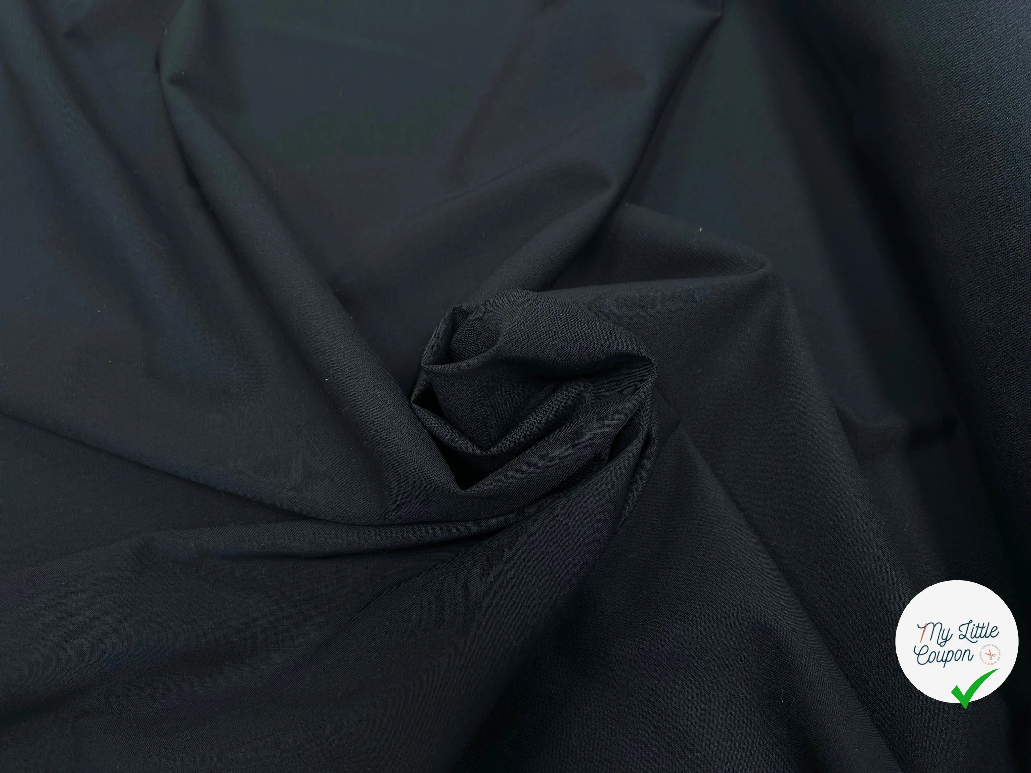 GABARDINE DE LAINE NOIR STRETCH EFFET CRAQUANTE - My Little Coupon
