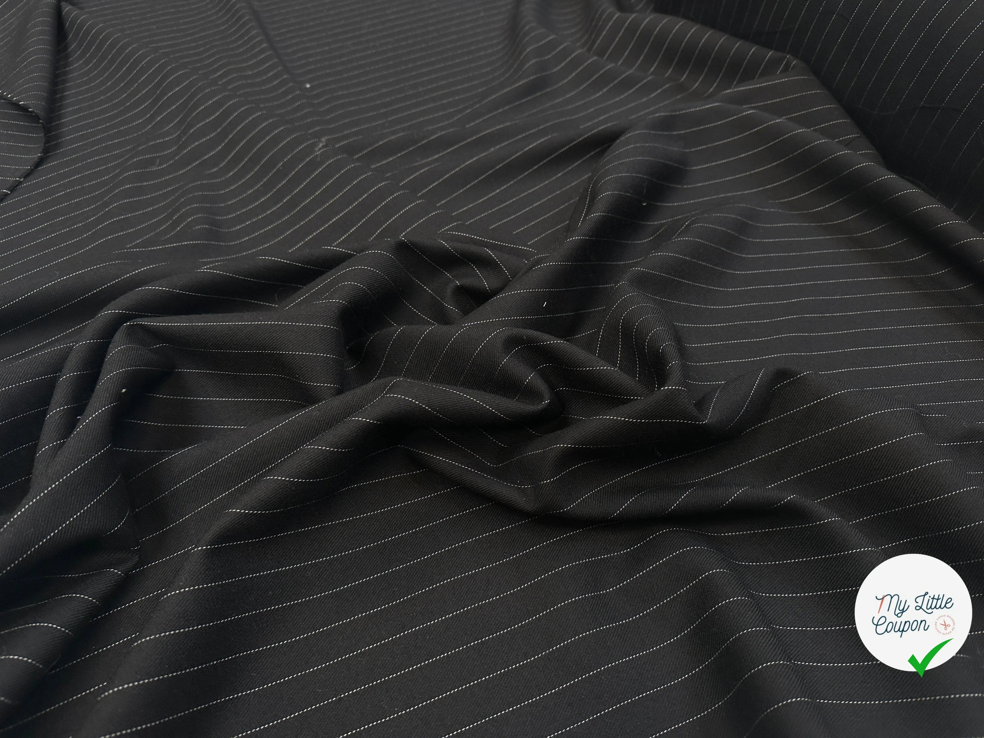 GABARDINE DE LAINE RAYURES FINE NOIR - My Little Coupon