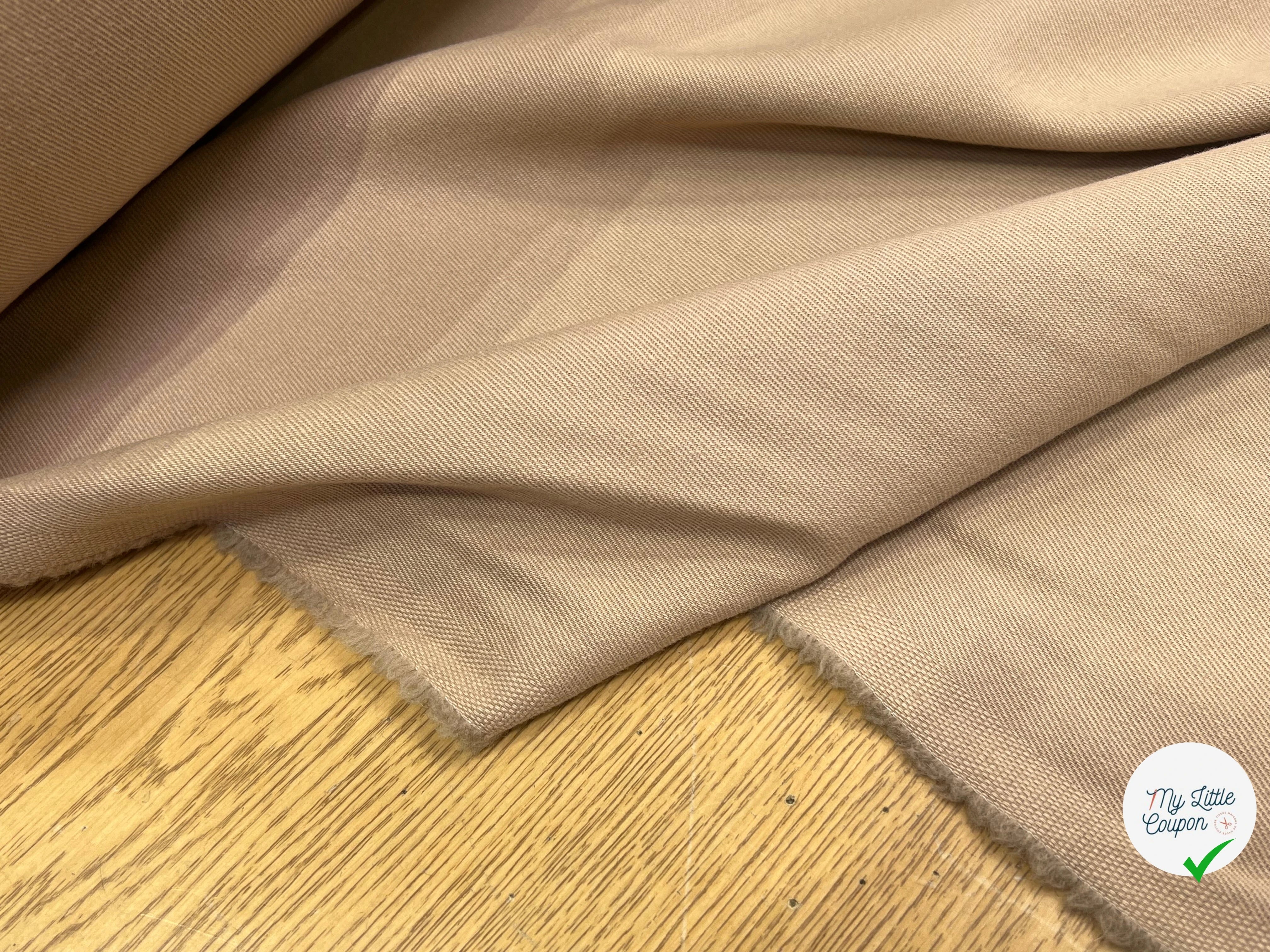 GABARDINE DE LAINE SOUPLE STRIÉE BEIGE MARRONÉ 98% LAINE - My Little Coupon