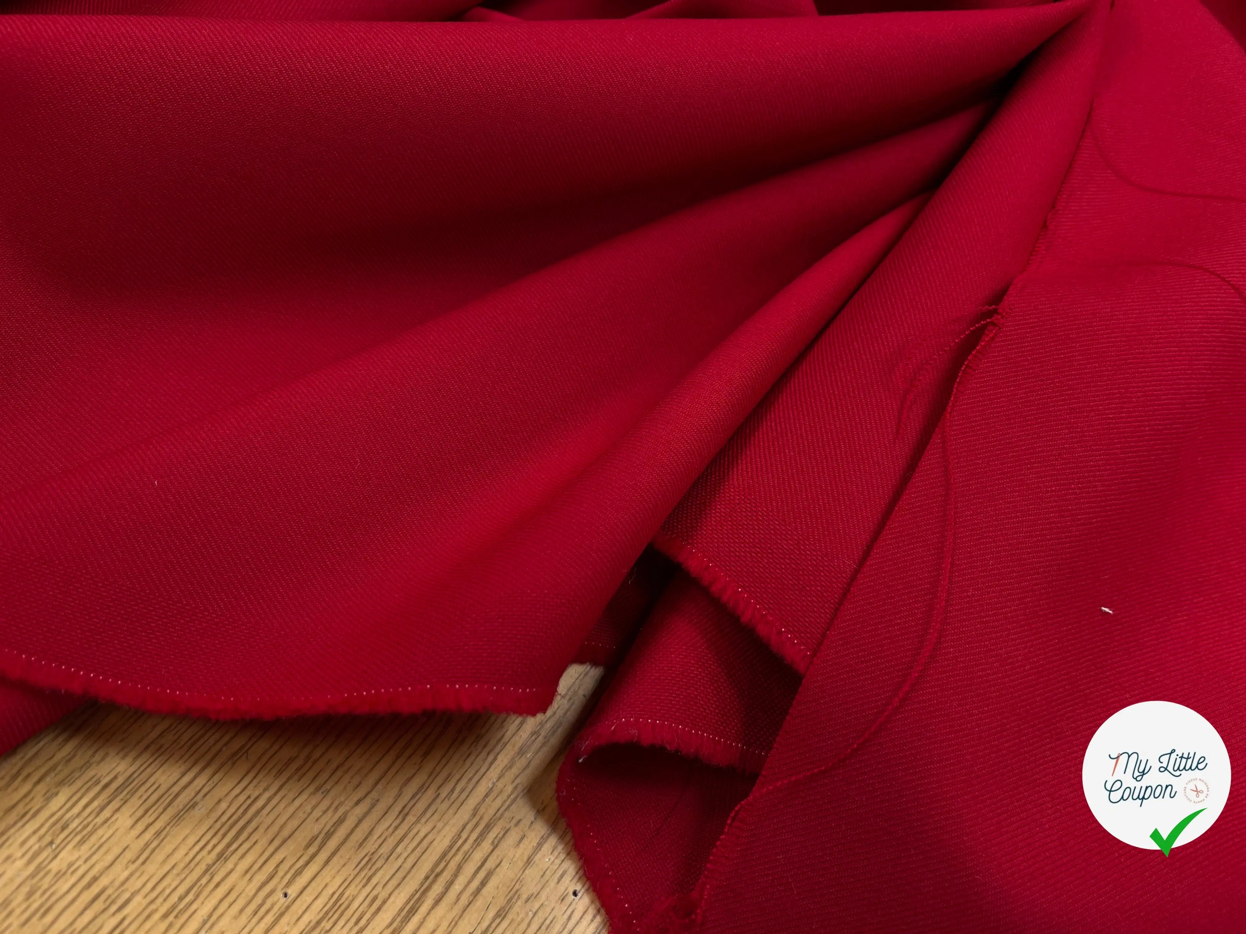GABARDINE DE LAINE STRETCH ROUGE RUBY - My Little Coupon