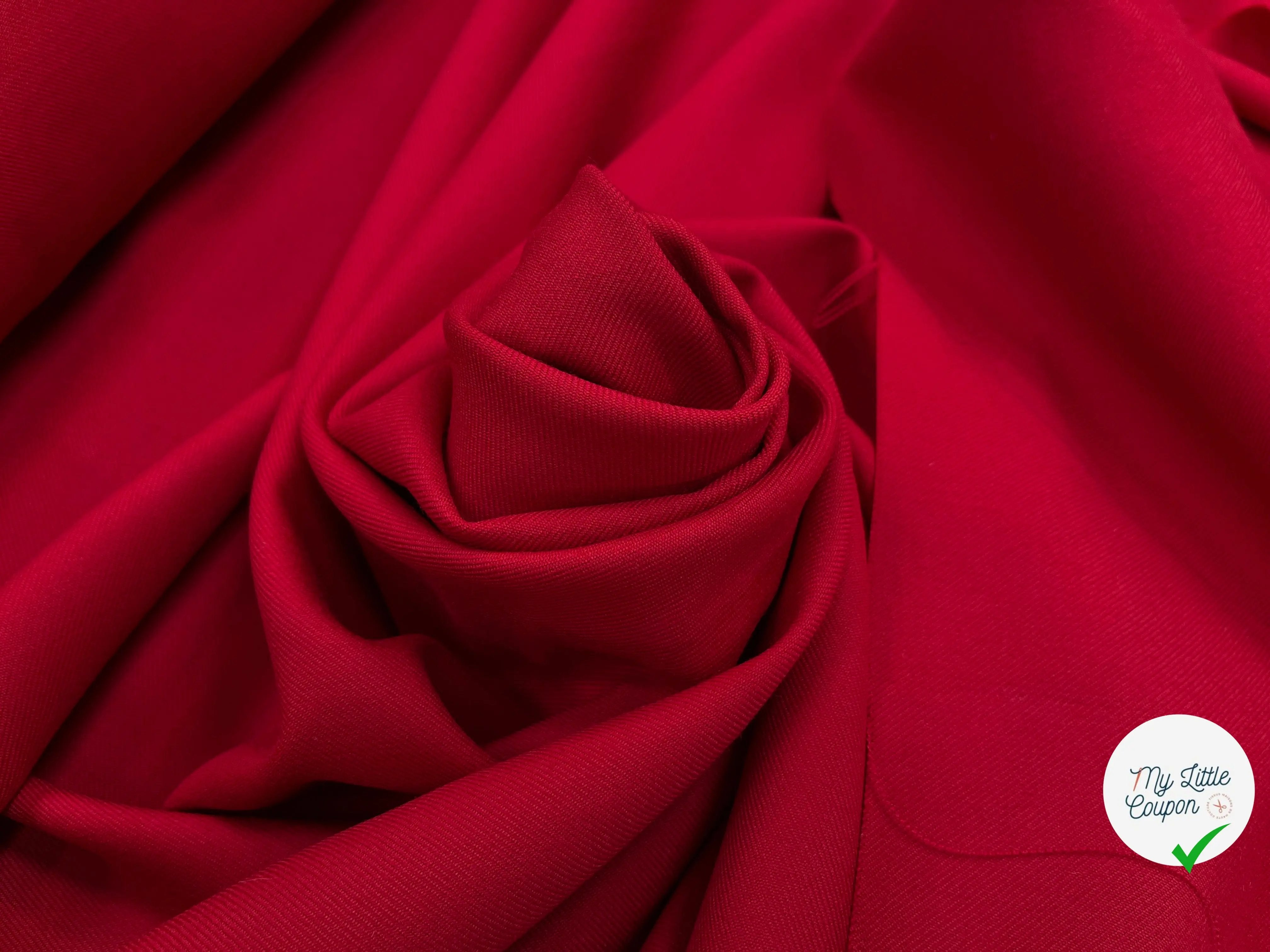 GABARDINE DE LAINE STRETCH ROUGE RUBY - My Little Coupon