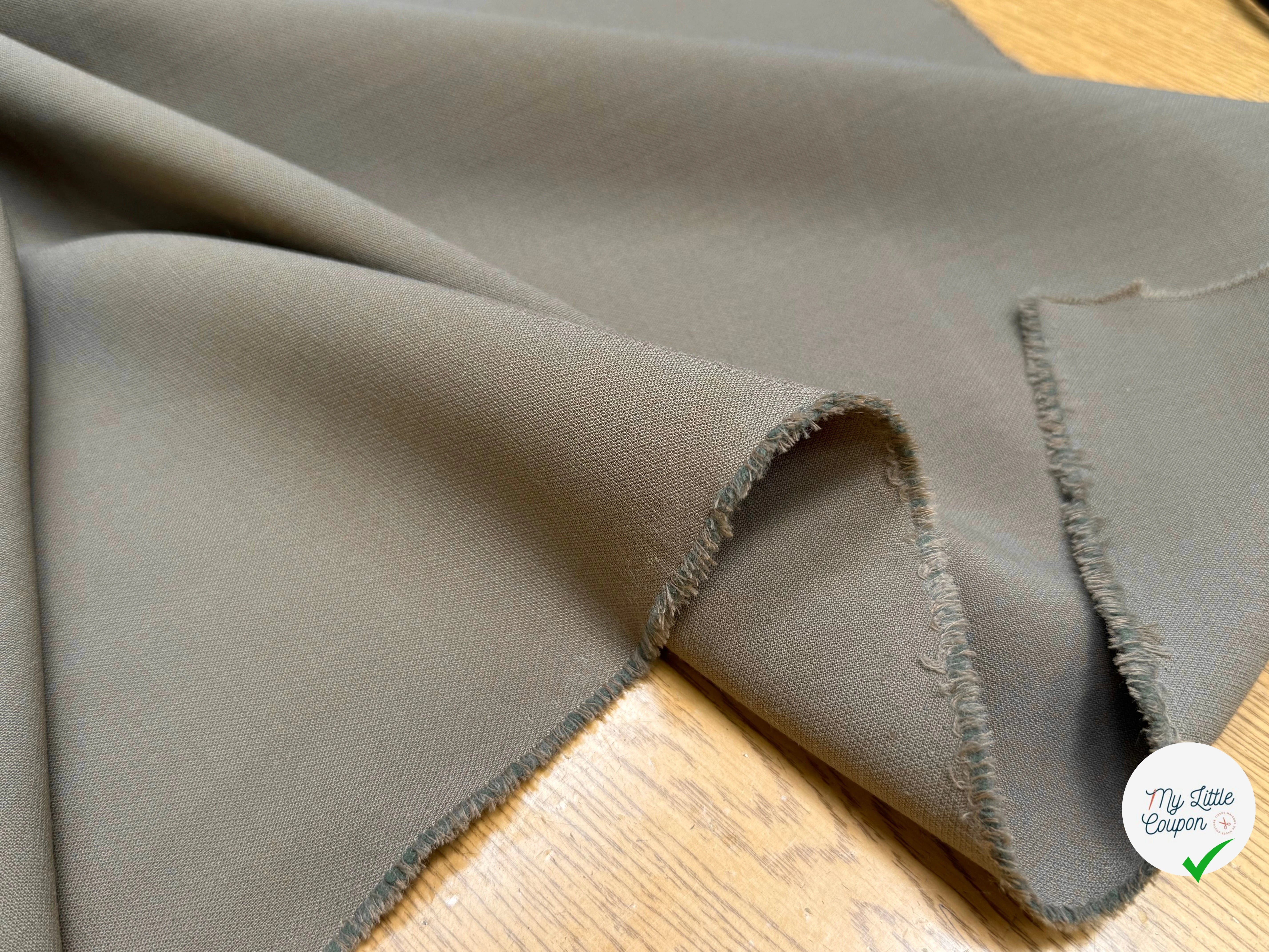GABARDINE DE LAINE STRETCH TAUPE KAKI 80% LAINE TRÈS BELLE TENUE - My Little Coupon