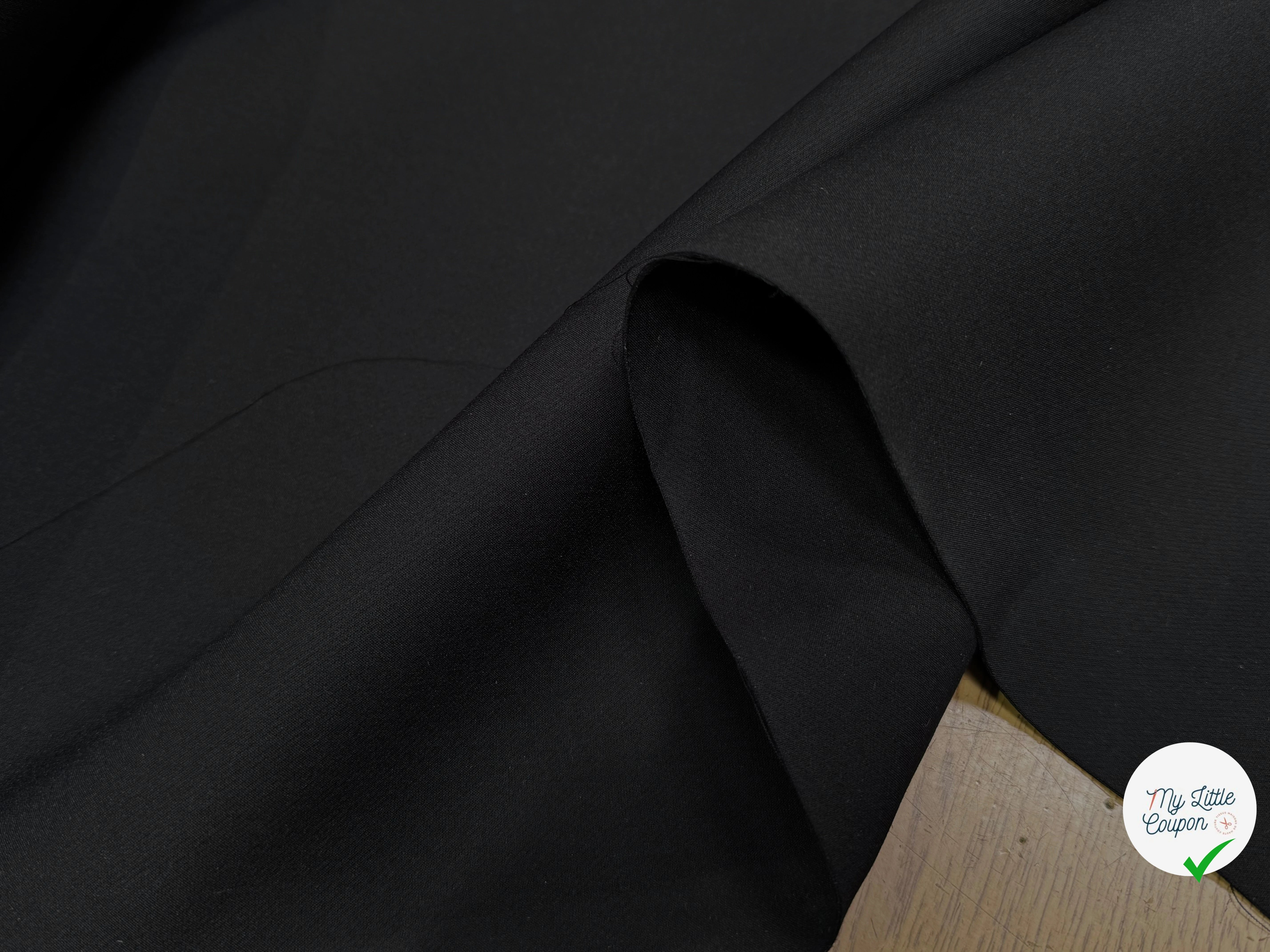 GABARDINE DOUBLE ETOFFE COTON NOIR - My Little Coupon