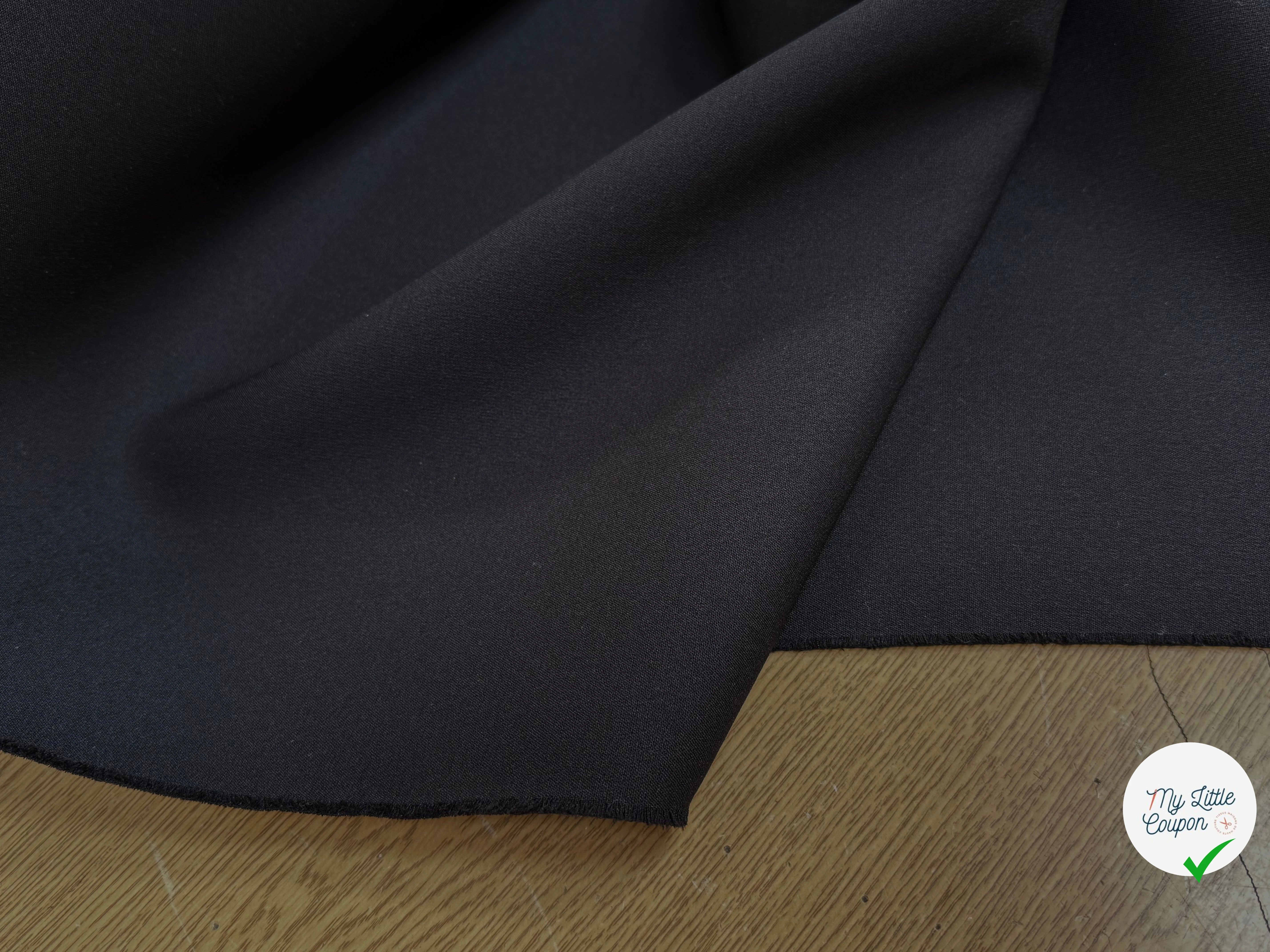 GABARDINE DOUBLE ÉTOFFE TRÈS LÉGÈREMENT SATINÉE NOIR STRETCH - My Little Coupon