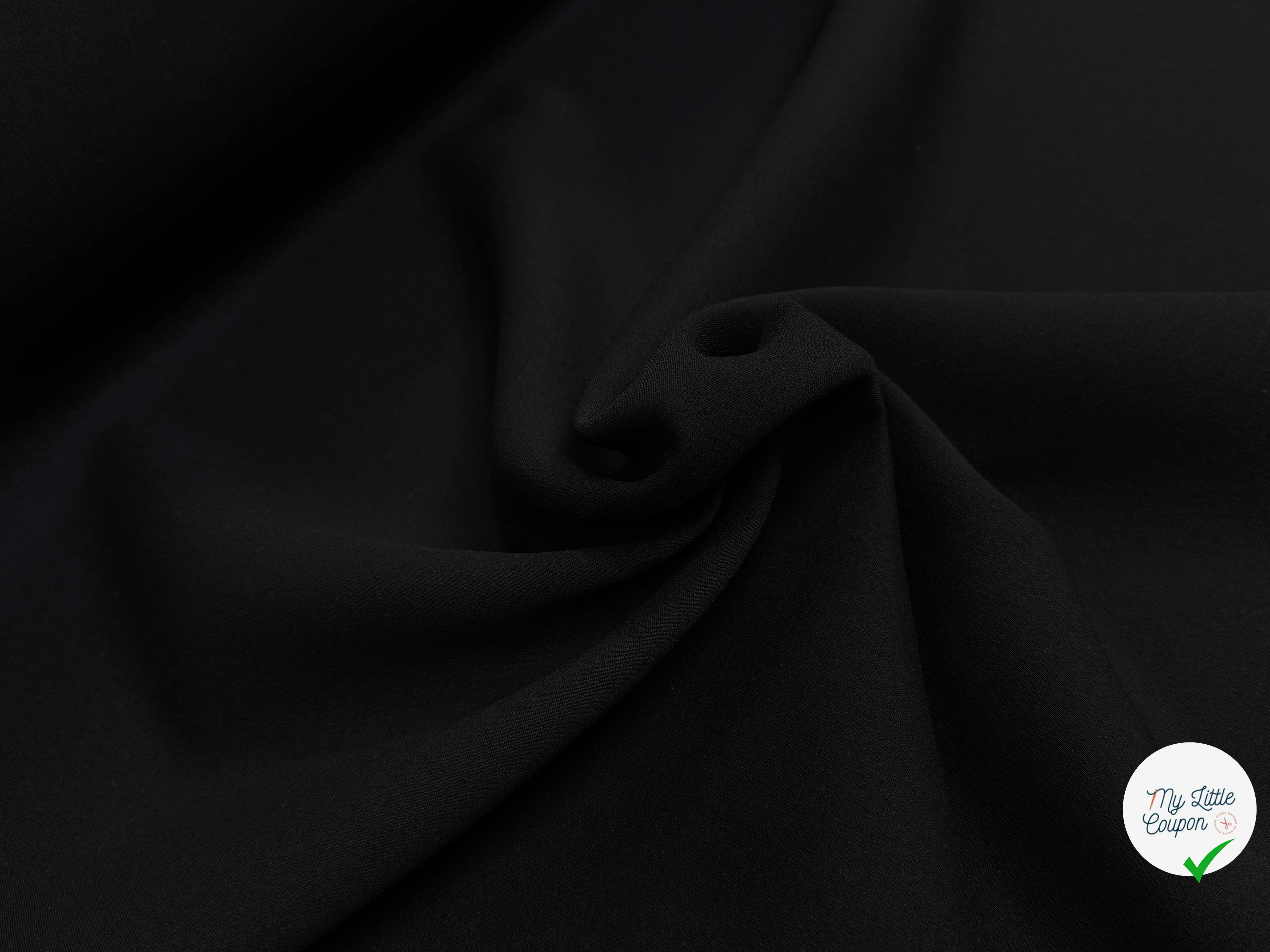 GABARDINE DOUBLE ÉTOFFE TRÈS LÉGÈREMENT SATINÉE NOIR STRETCH - My Little Coupon