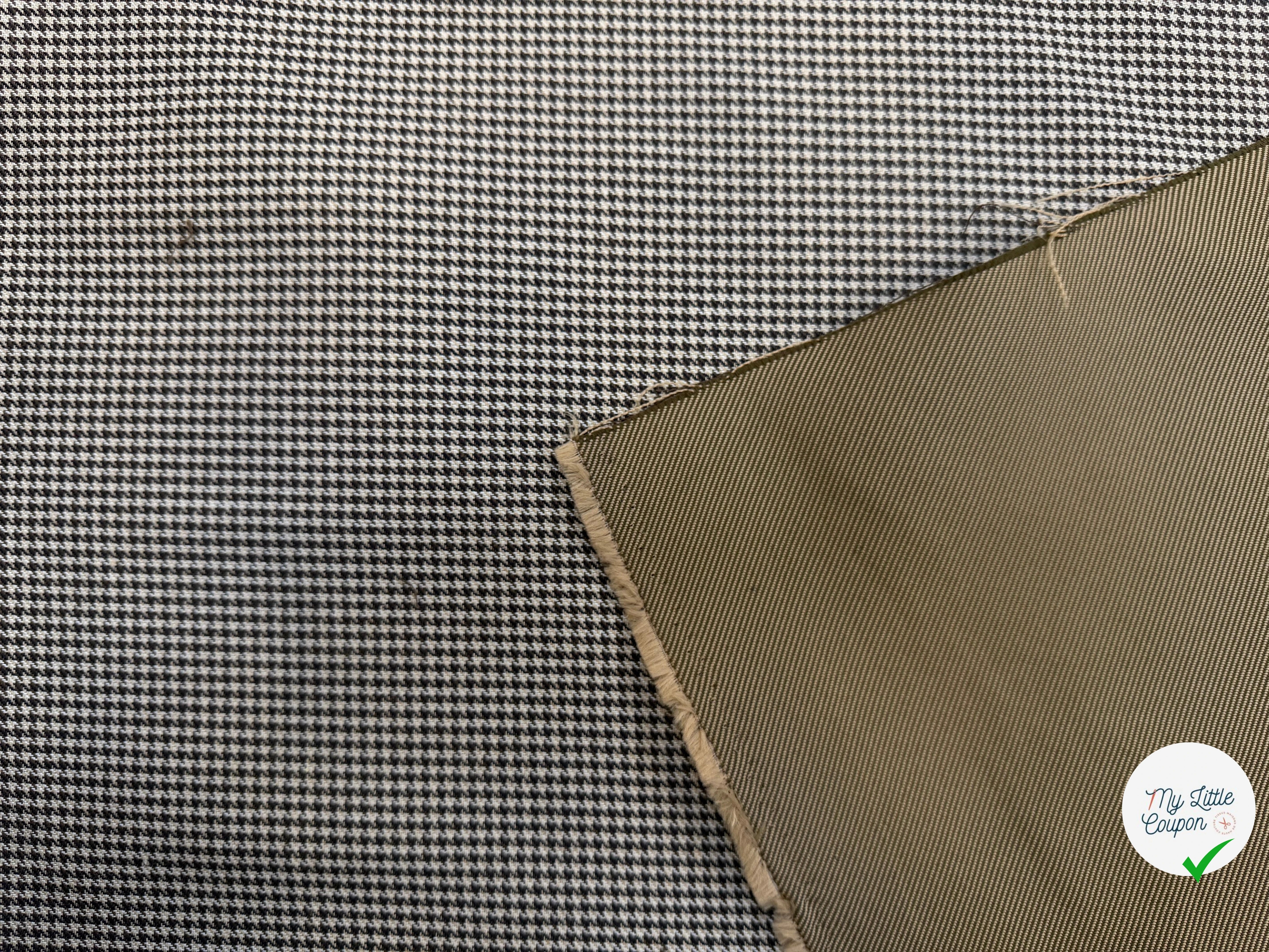 GABARDINE DOUBLE FACE MOTIF PIED DE POULE FACE SERGÉE - My Little Coupon