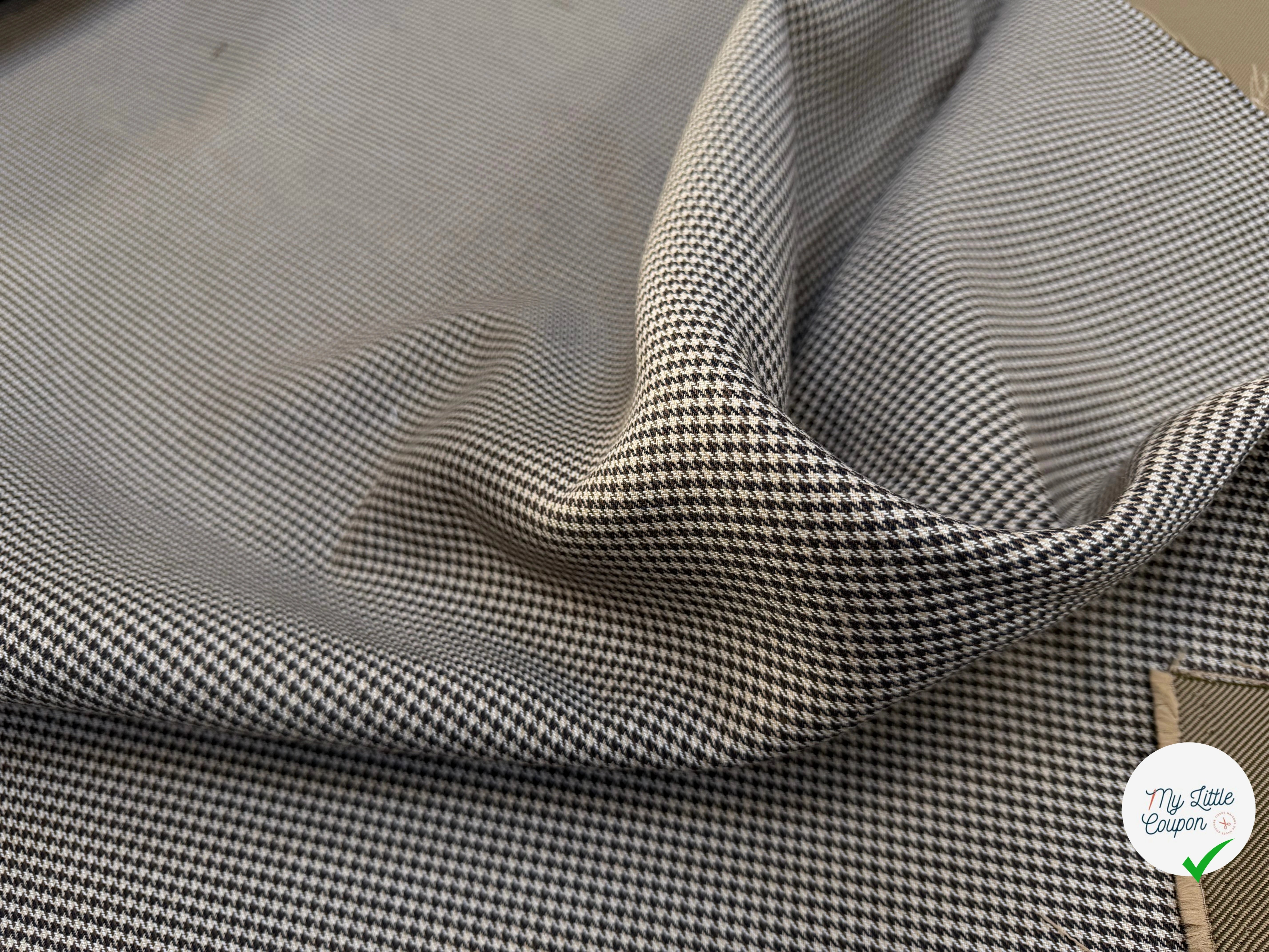 GABARDINE DOUBLE FACE MOTIF PIED DE POULE FACE SERGÉE - My Little Coupon