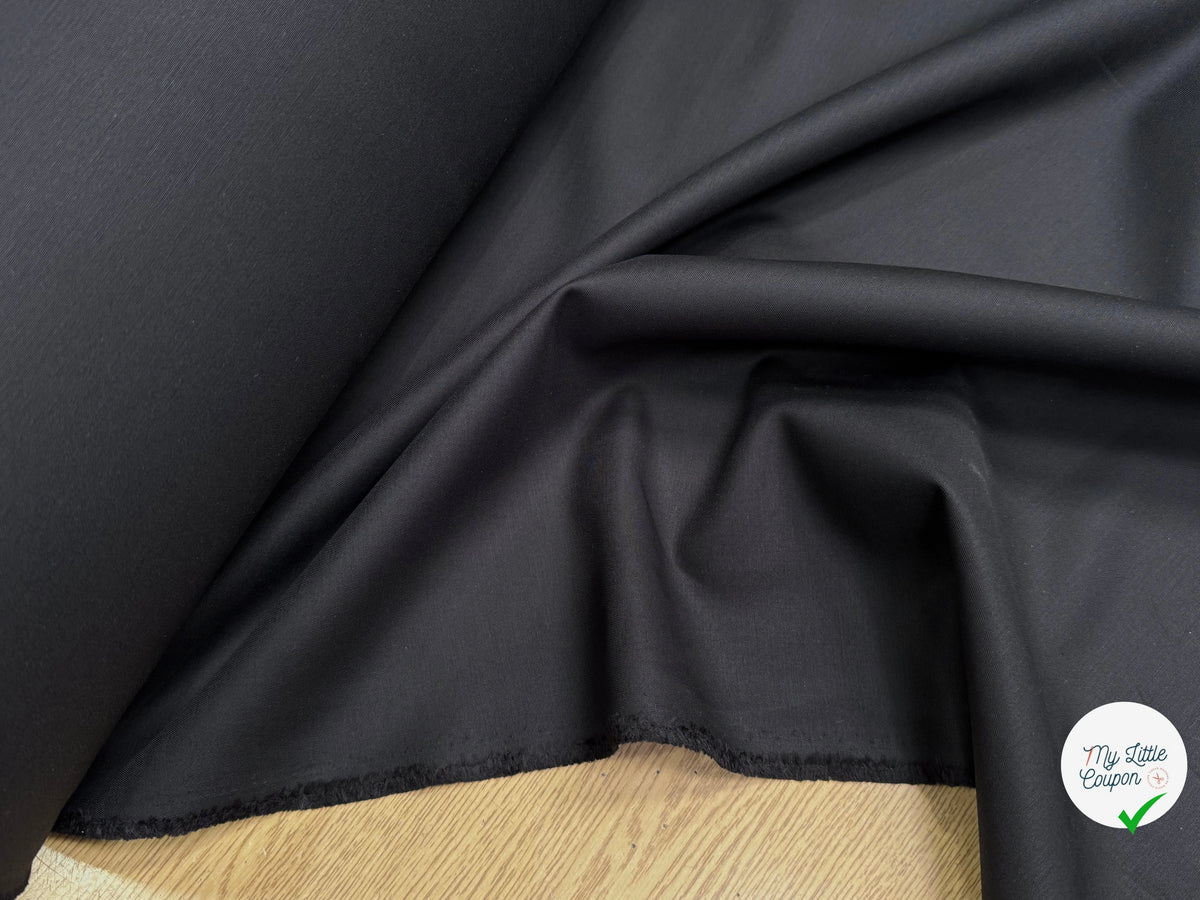 GABARDINE FINEMENT SERGÉE DÉPERLANTE ET BRILLANTE TOMBÉ SUBLIME NOIR MADE IN ITALY - My Little Coupon