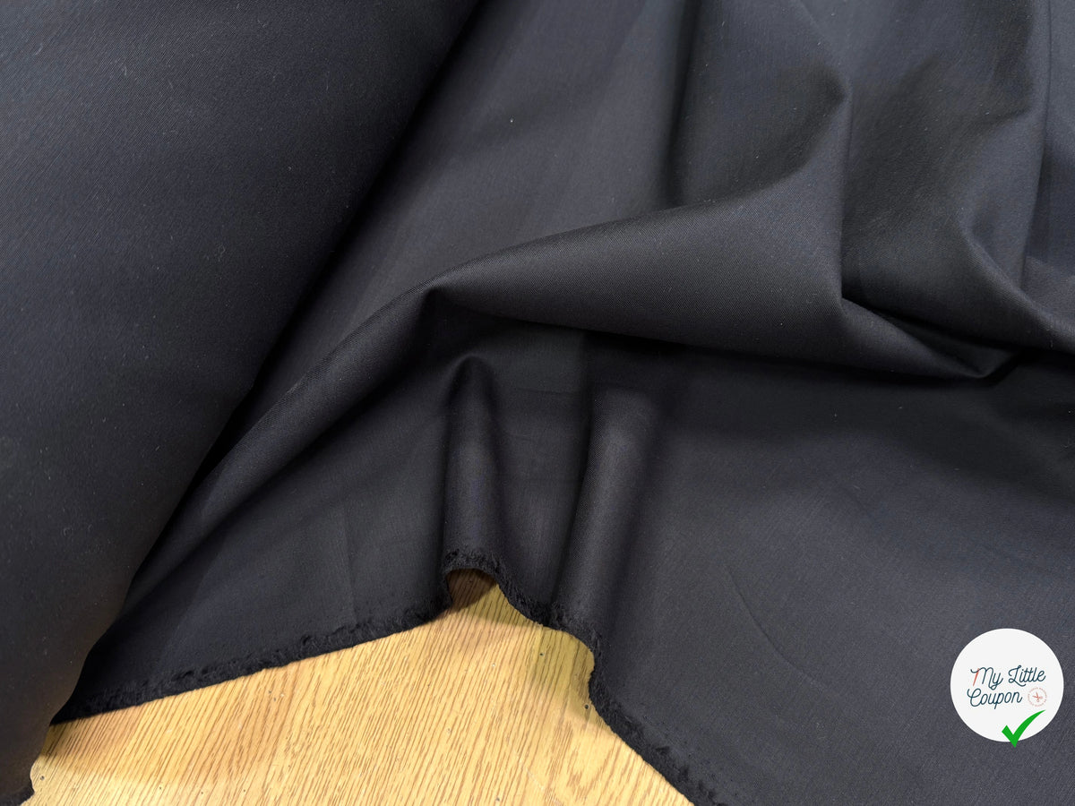 GABARDINE FINEMENT SERGÉE DÉPERLANTE ET BRILLANTE TOMBÉ SUBLIME NOIR MADE IN ITALY - My Little Coupon