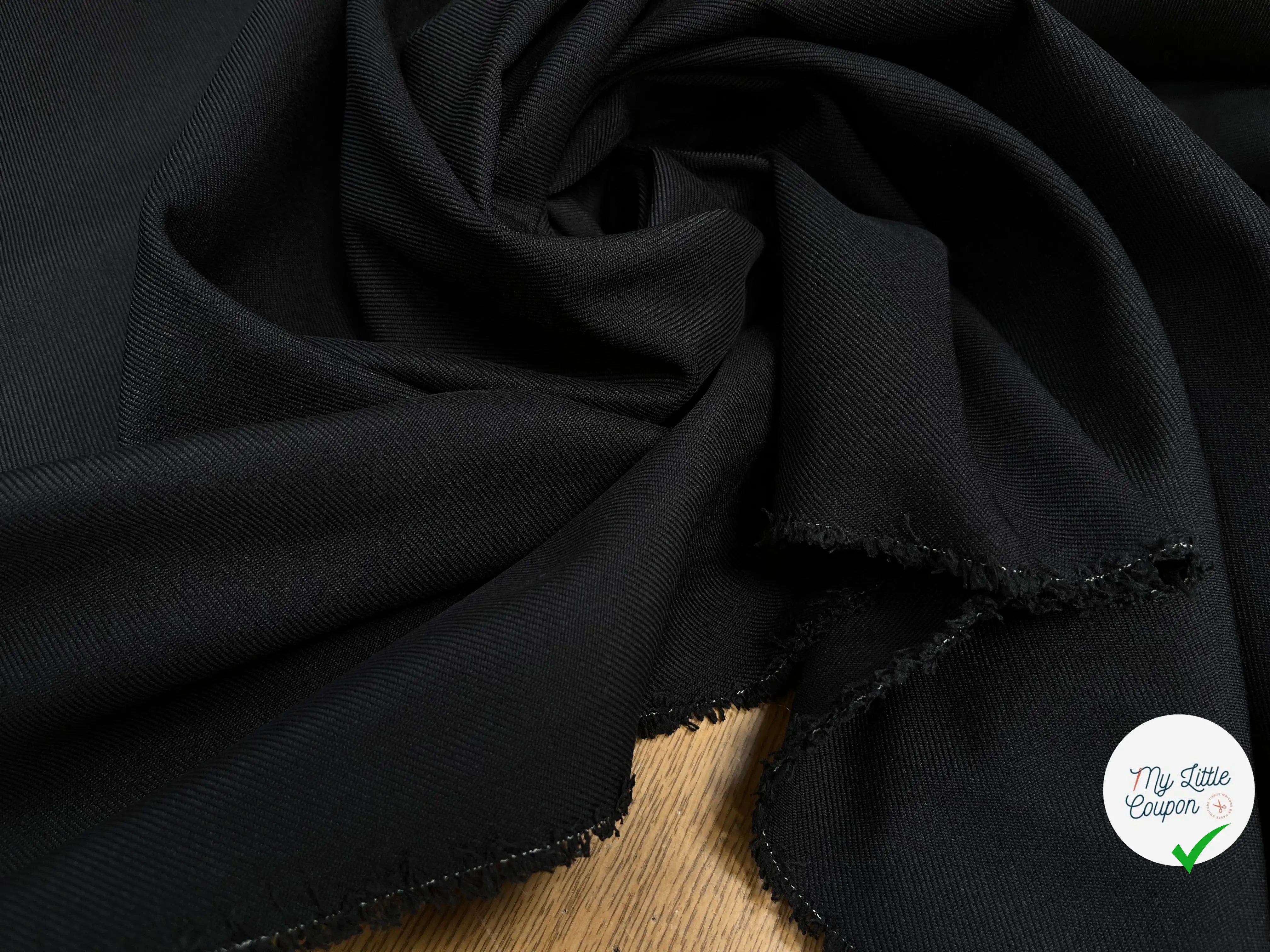 GABARDINE LAINE MÉLANGÉE NOIR - My Little Coupon