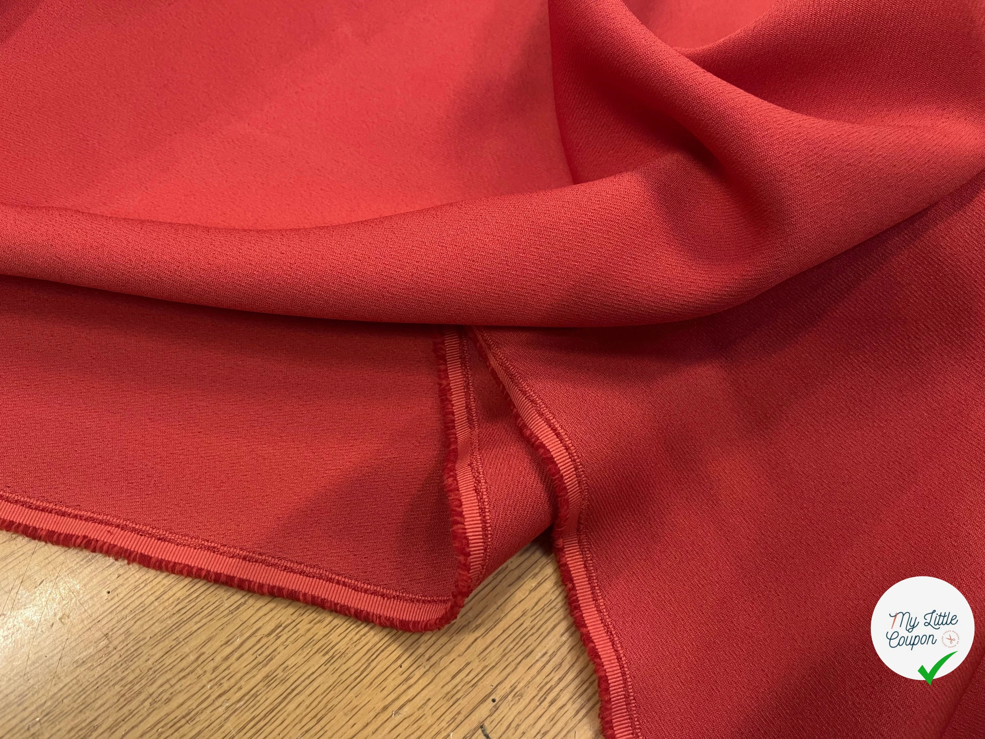 GABARDINE LÈGEREMENT STRIÉE POLYESTER COULEUR POPPY - My Little Coupon