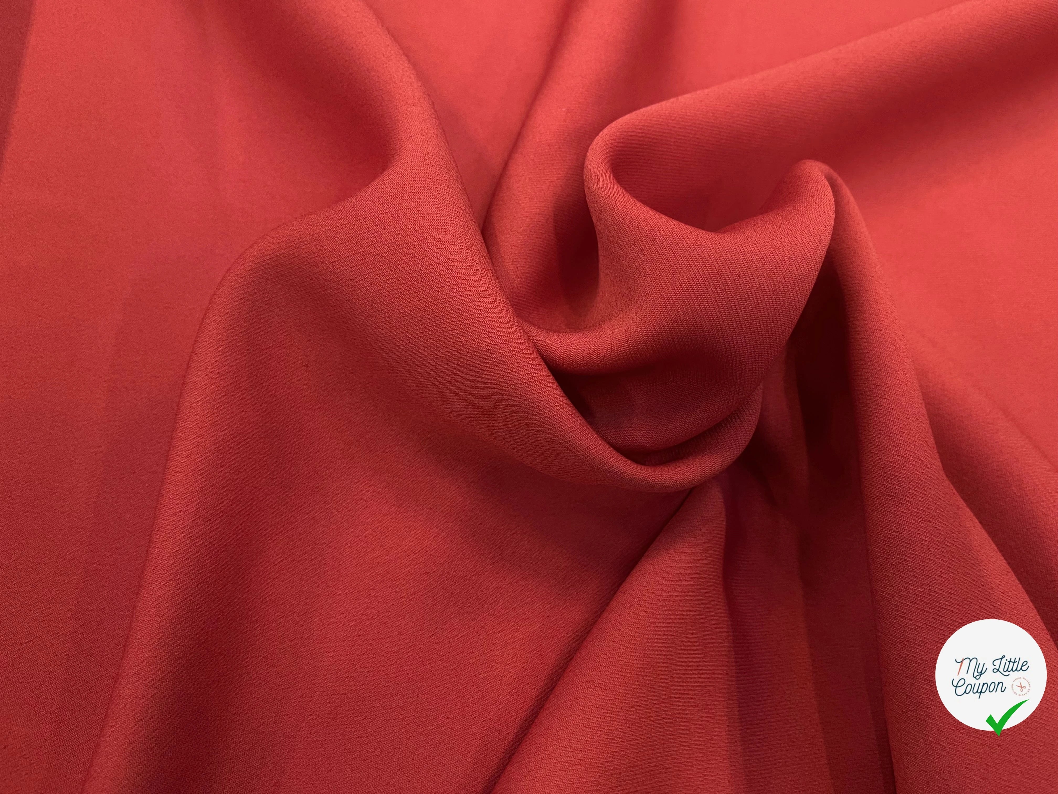 GABARDINE LÈGEREMENT STRIÉE POLYESTER COULEUR POPPY - My Little Coupon