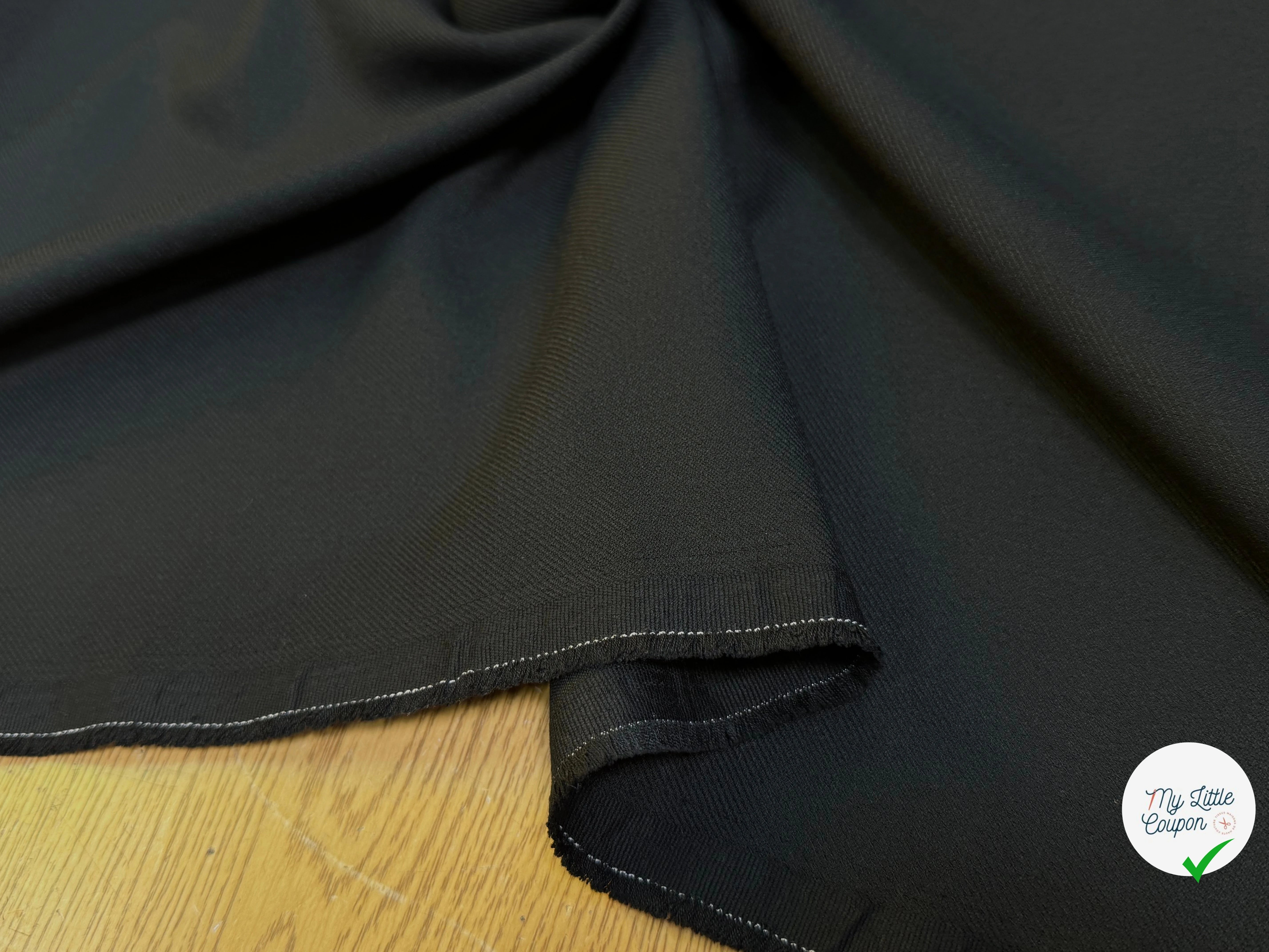 GABARDINE LOURDE POLYCOTON LÉGÈREMENT SATINÉE ET STRIÉE NOIR TRÈS BELLE TENUE - My Little Coupon