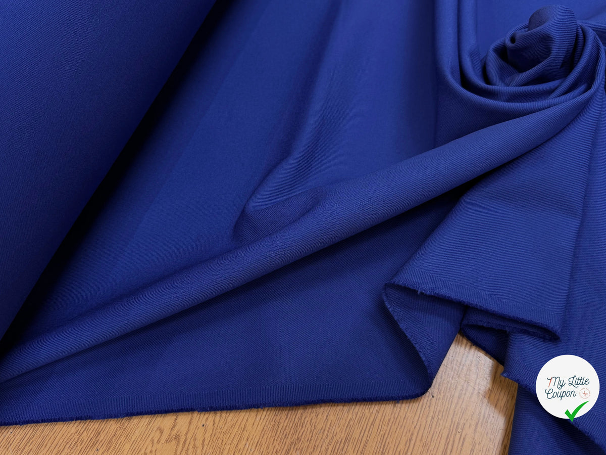 GABARDINE LOURDE SERGÉE POLYCOTON BLEU ROYAL - My Little Coupon