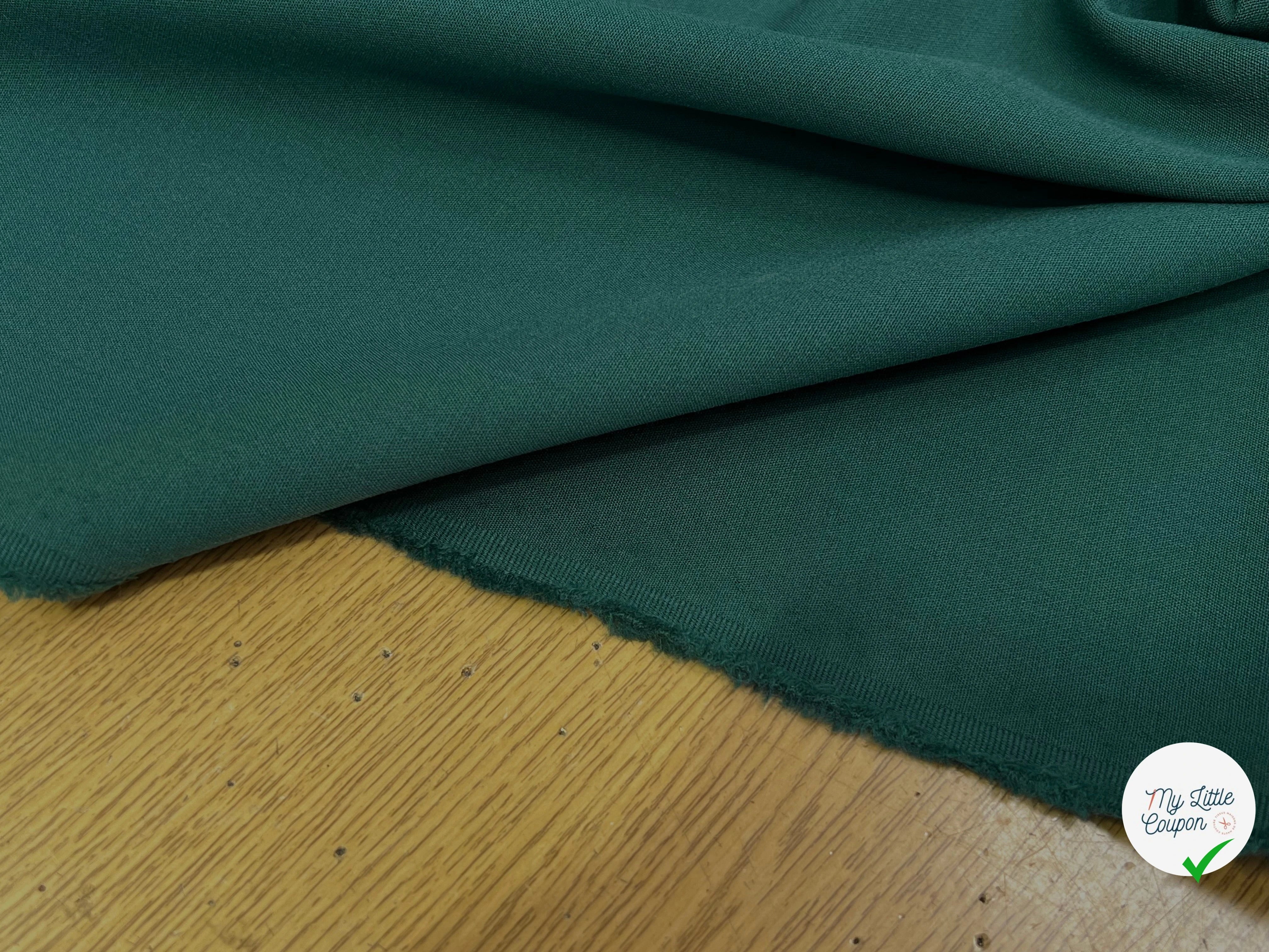 GABARDINE LOURDE STRETCH 43% LAINE VIERGE VERT FORÊT 130CM - My Little Coupon