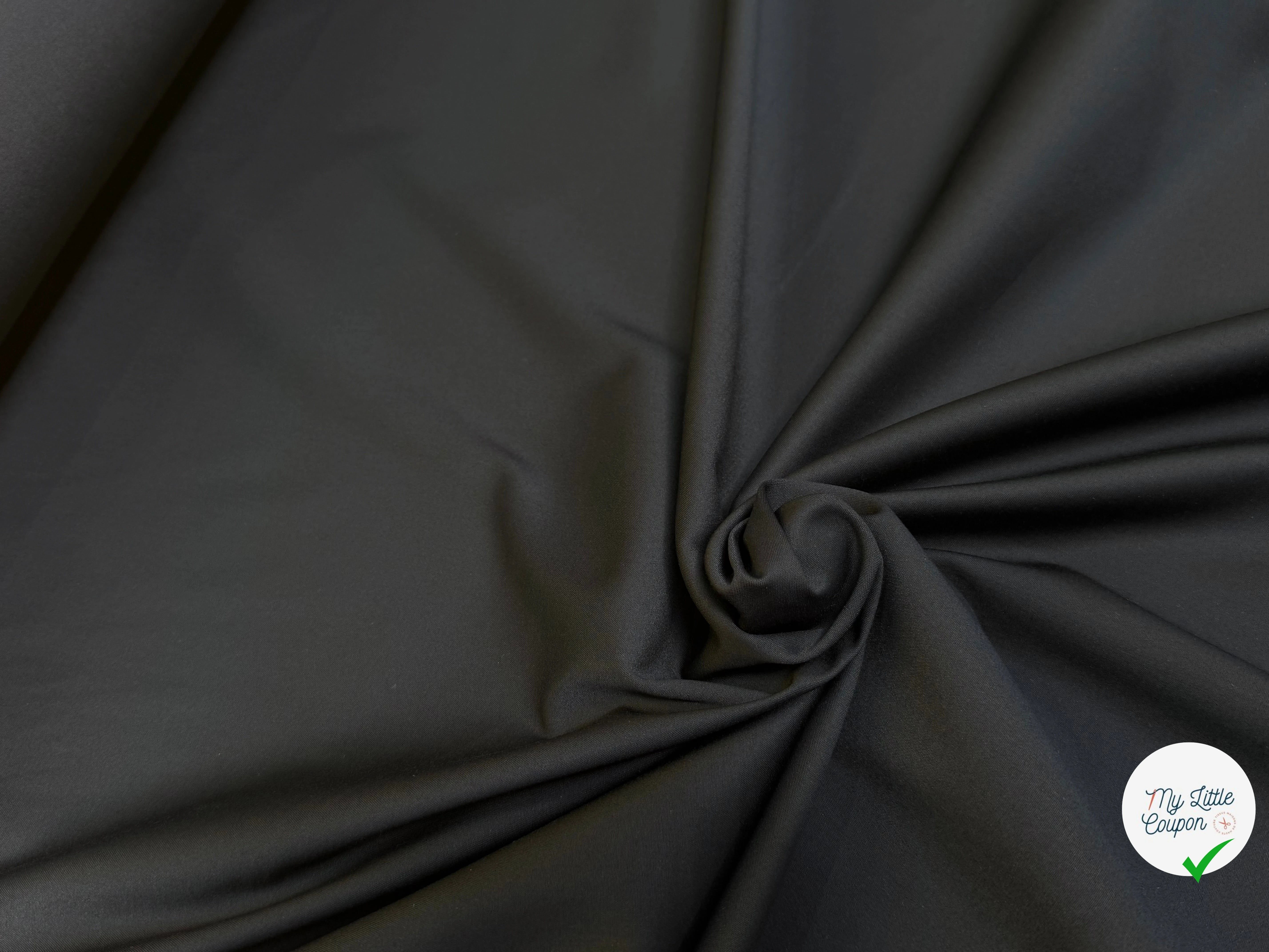 GABARDINE POLYCOTON SATINÉE TOUCHER SOYEUX STRETCH NOIR 48% COTON - My Little Coupon