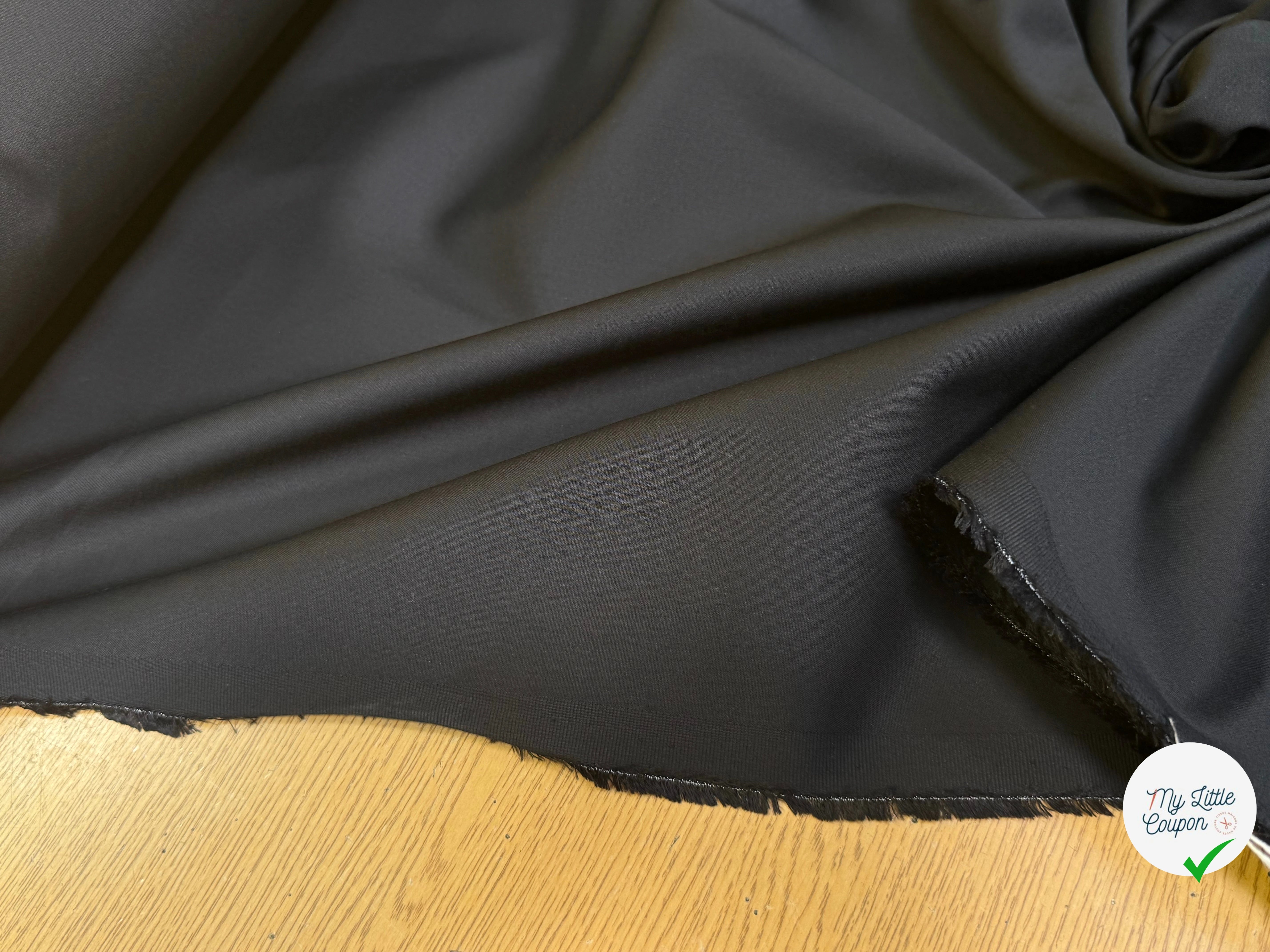 GABARDINE POLYCOTON SATINÉE TOUCHER SOYEUX STRETCH NOIR 48% COTON - My Little Coupon