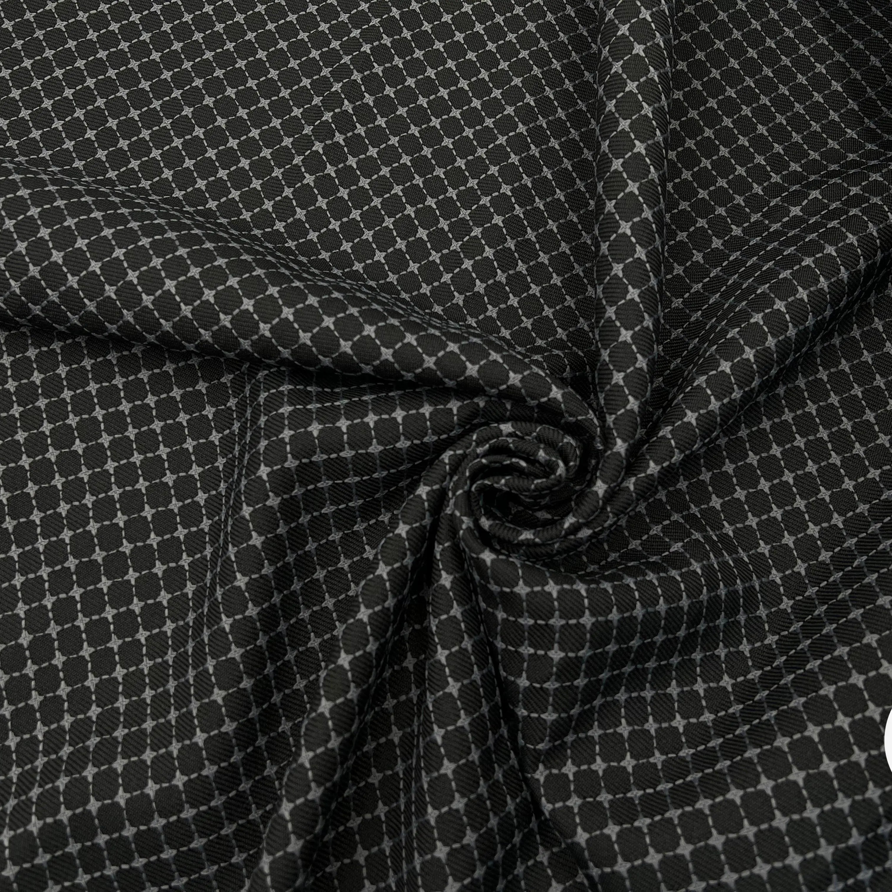 GABARDINE REBRODEE DE CARREAUX GRIS ANTHRACITE - My Little Coupon - tissu - coudre