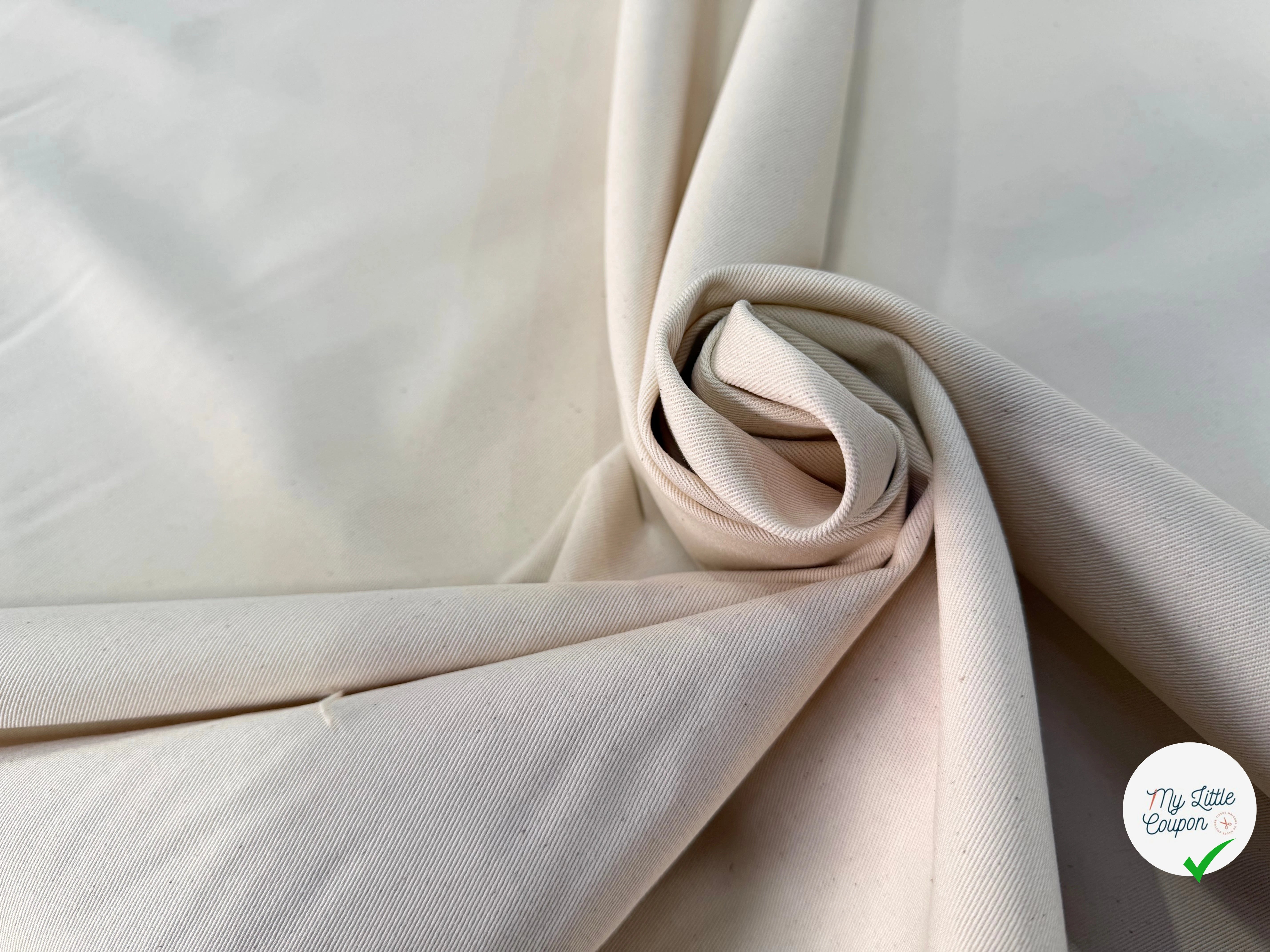 GABARDINE SERGÉE 100% COTON ECRU 801 150 CM - My Little Coupon
