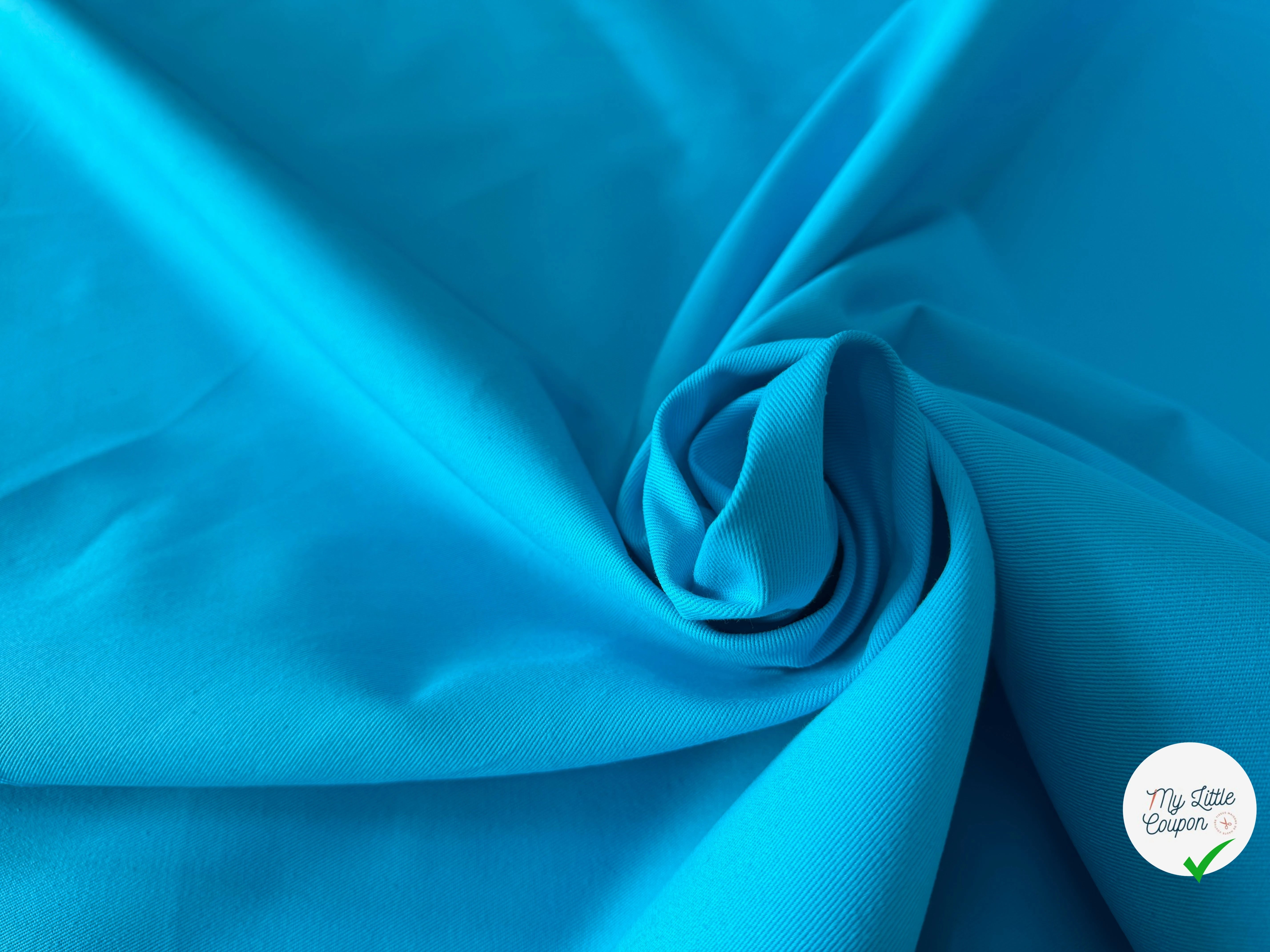 GABARDINE SERGÉE 100% COTON TURQUOISE 822 150 CM - My Little Coupon