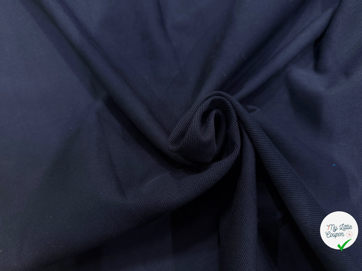 GABARDINE SERGÉE BELLE TENUE BLEU MARINE 100% COTON MADE IN ITALY - My Little Coupon