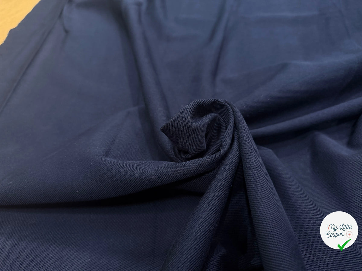 GABARDINE SERGÉE BELLE TENUE BLEU MARINE 100% COTON MADE IN ITALY - My Little Coupon
