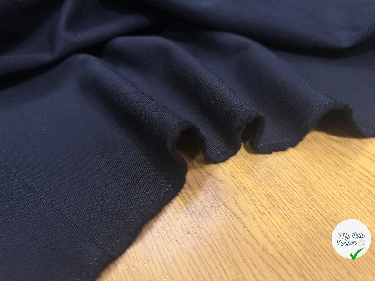 GABARDINE SERGÉE BELLE TENUE BLEU MARINE 100% COTON MADE IN ITALY - My Little Coupon