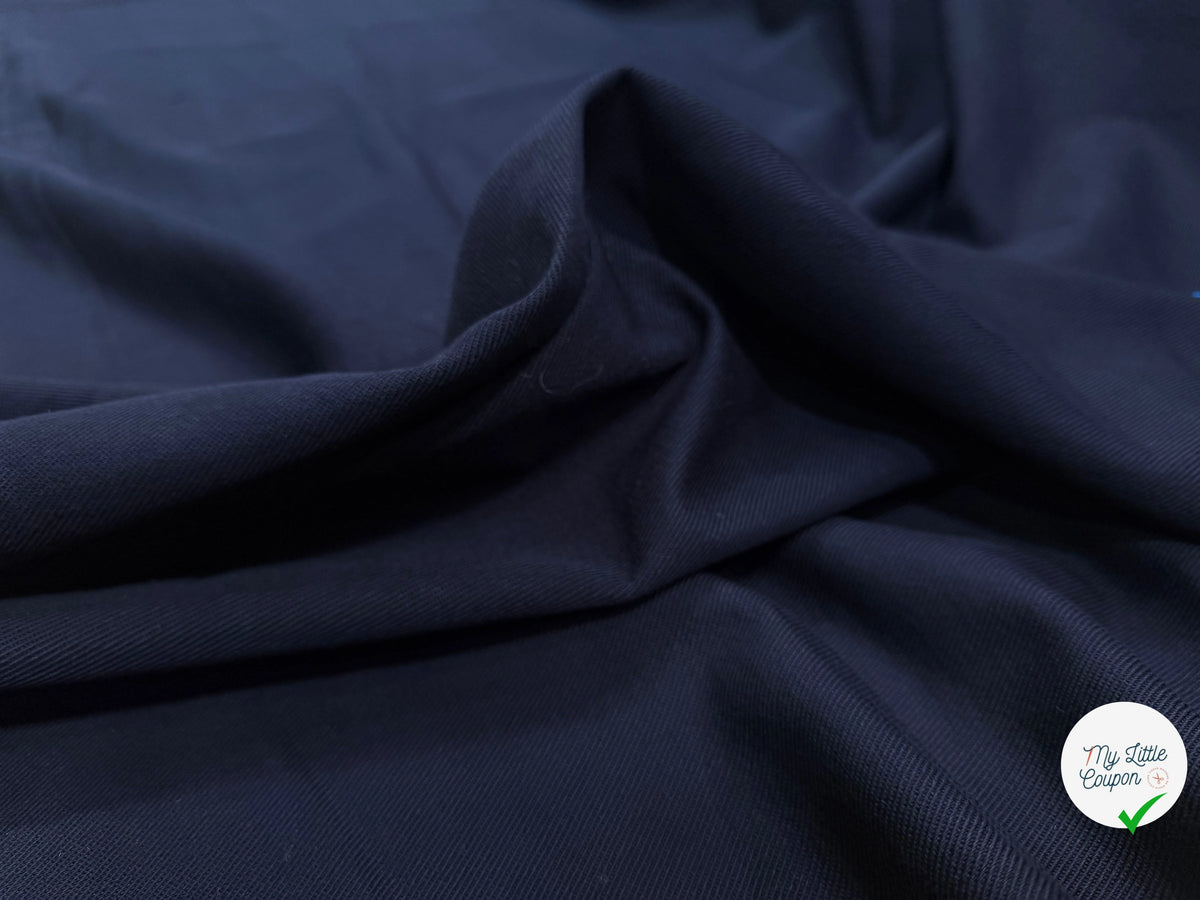 GABARDINE SERGÉE BELLE TENUE BLEU MARINE 100% COTON MADE IN ITALY - My Little Coupon