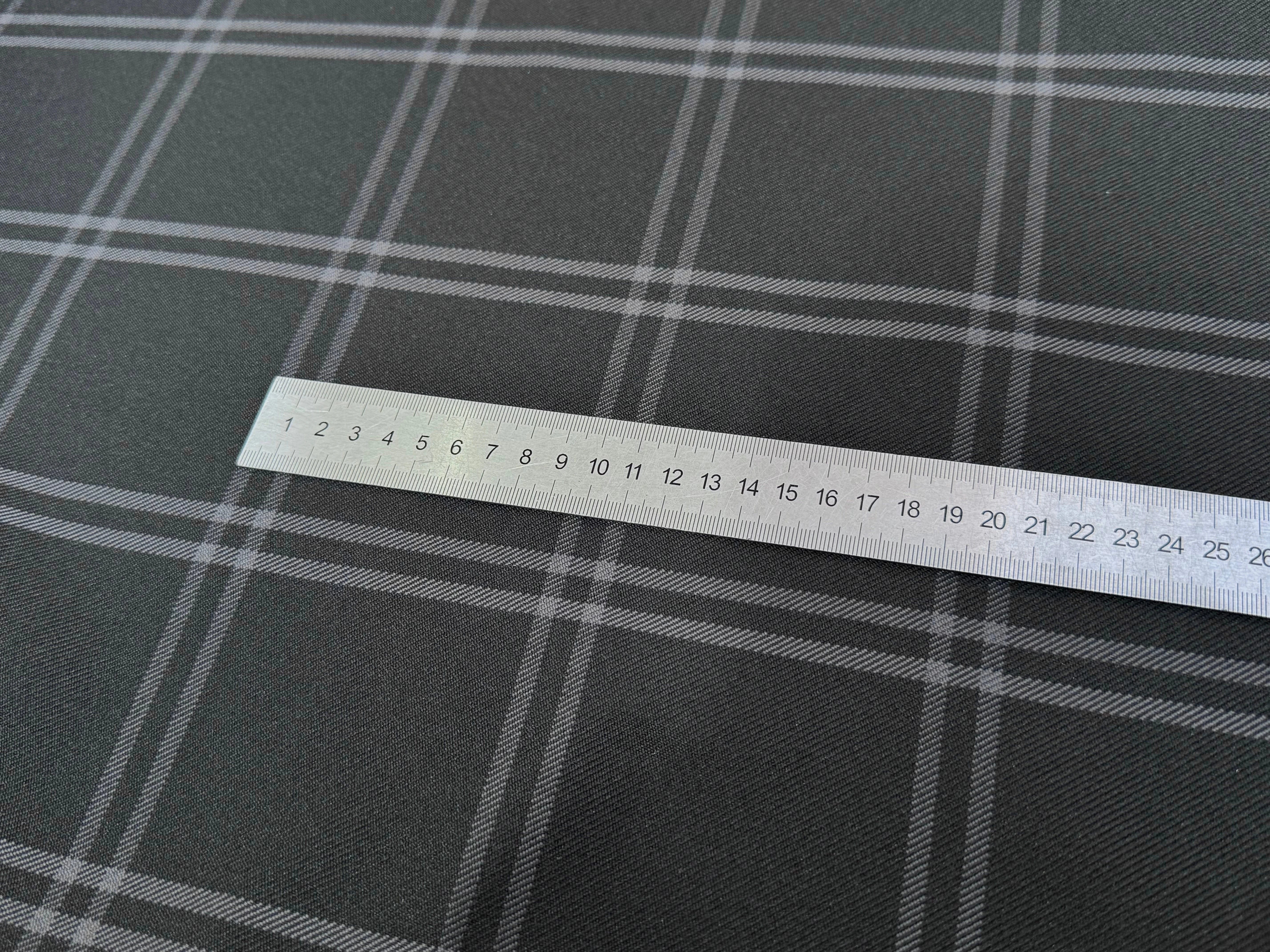 GABARDINE SERGÉE LOURDE NOIRE À CARREAUX RAYURES GRISE - My Little Coupon