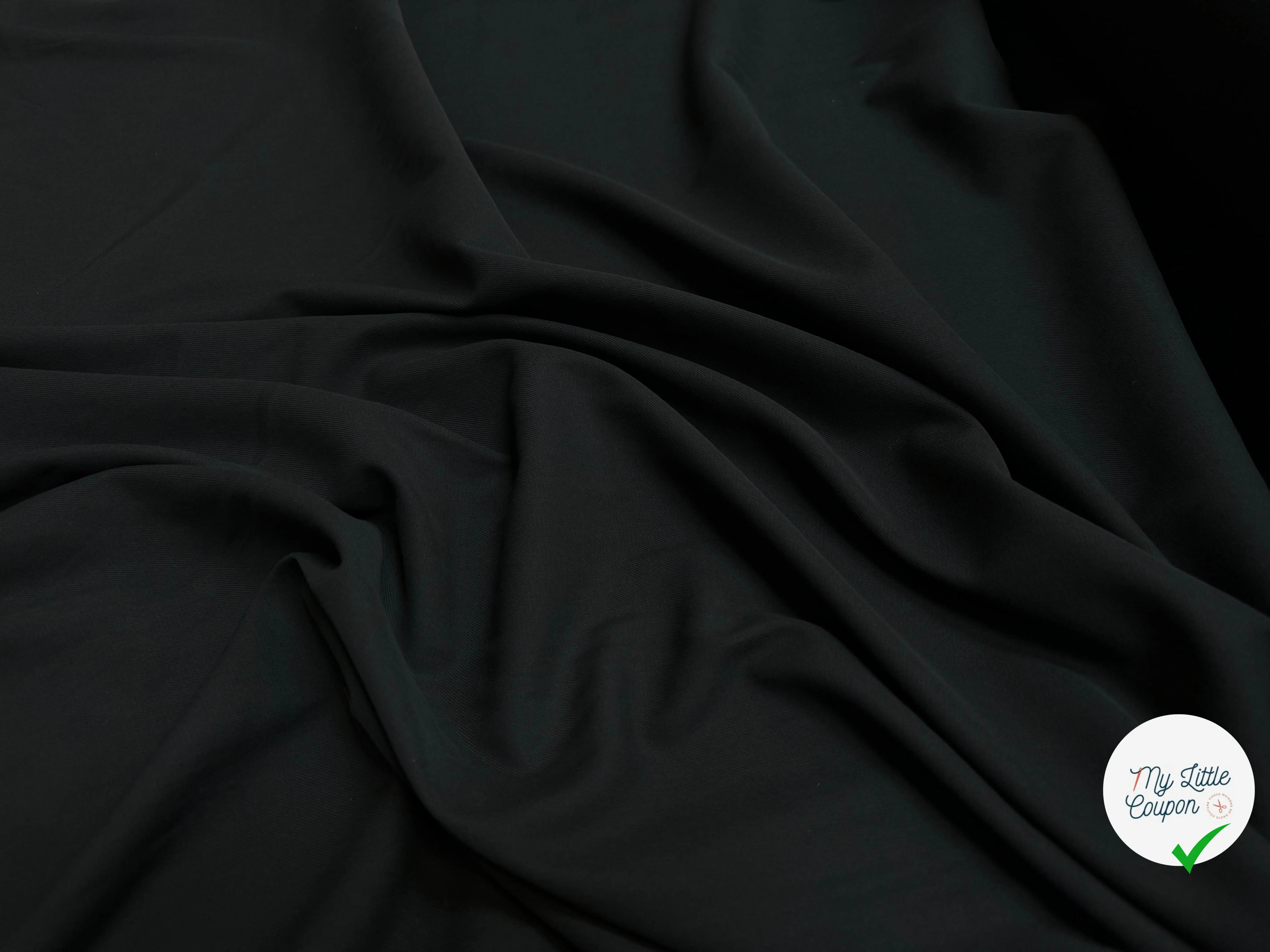 GABARDINE SOUPLE BELLE TENUE 100% COTON NOIR PROFOND - My Little Coupon
