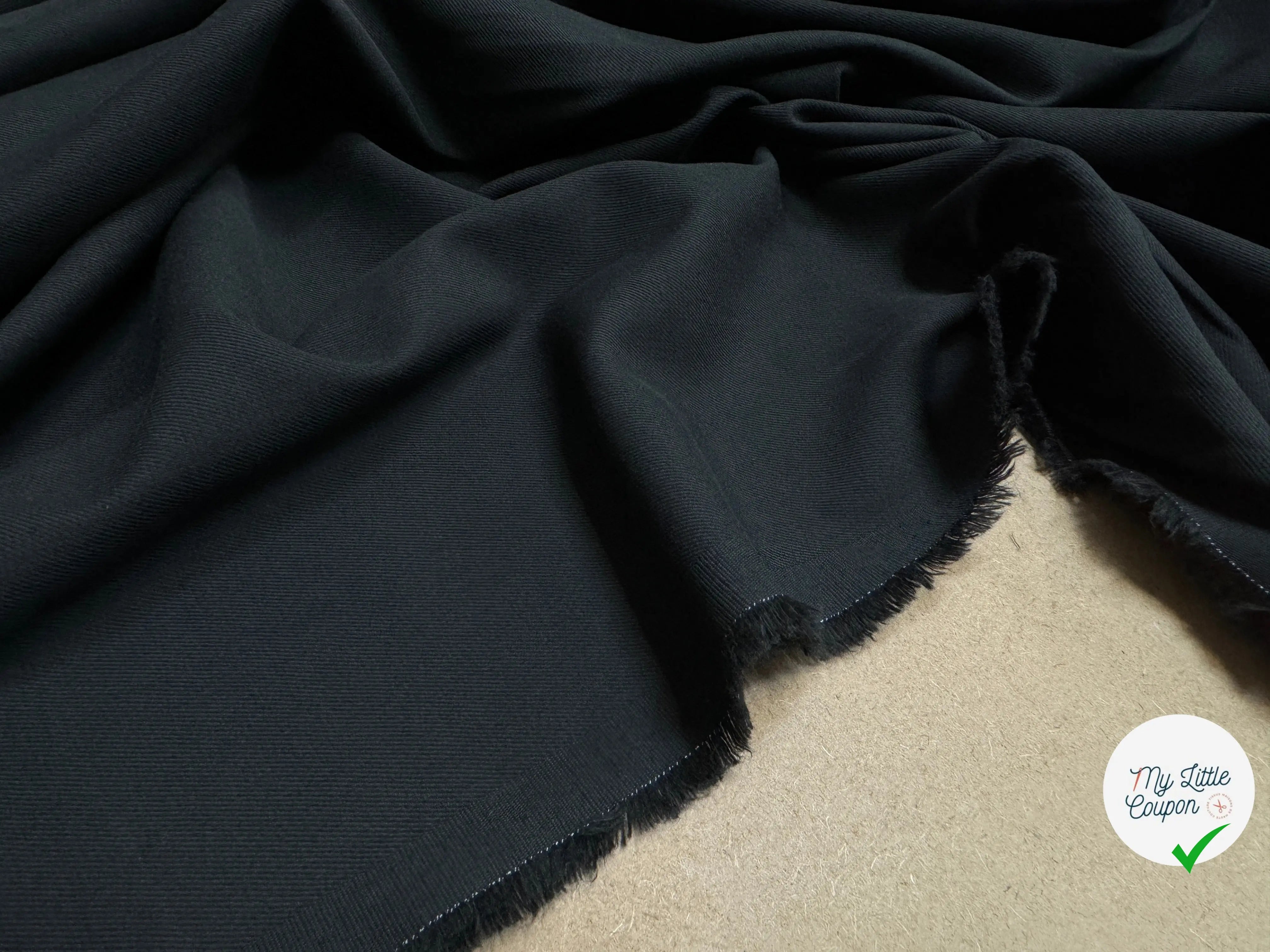 GABARDINE SOUPLE BELLE TENUE 100% COTON NOIR PROFOND - My Little Coupon