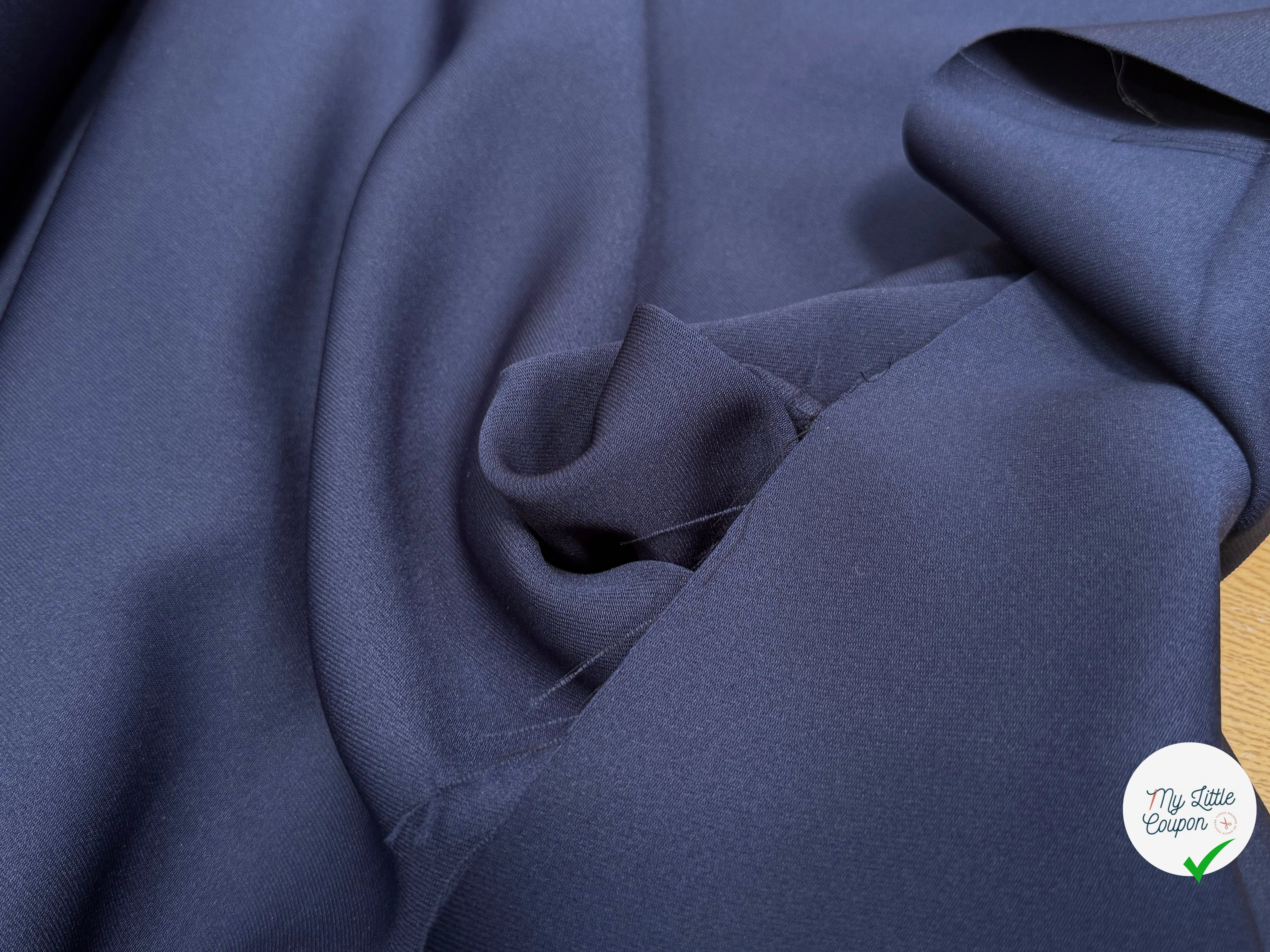 GABARDINE SOUPLE SERGÉE STRETCH BEAU TOMBÉ BLEU NUIT JAPAN - My Little Coupon