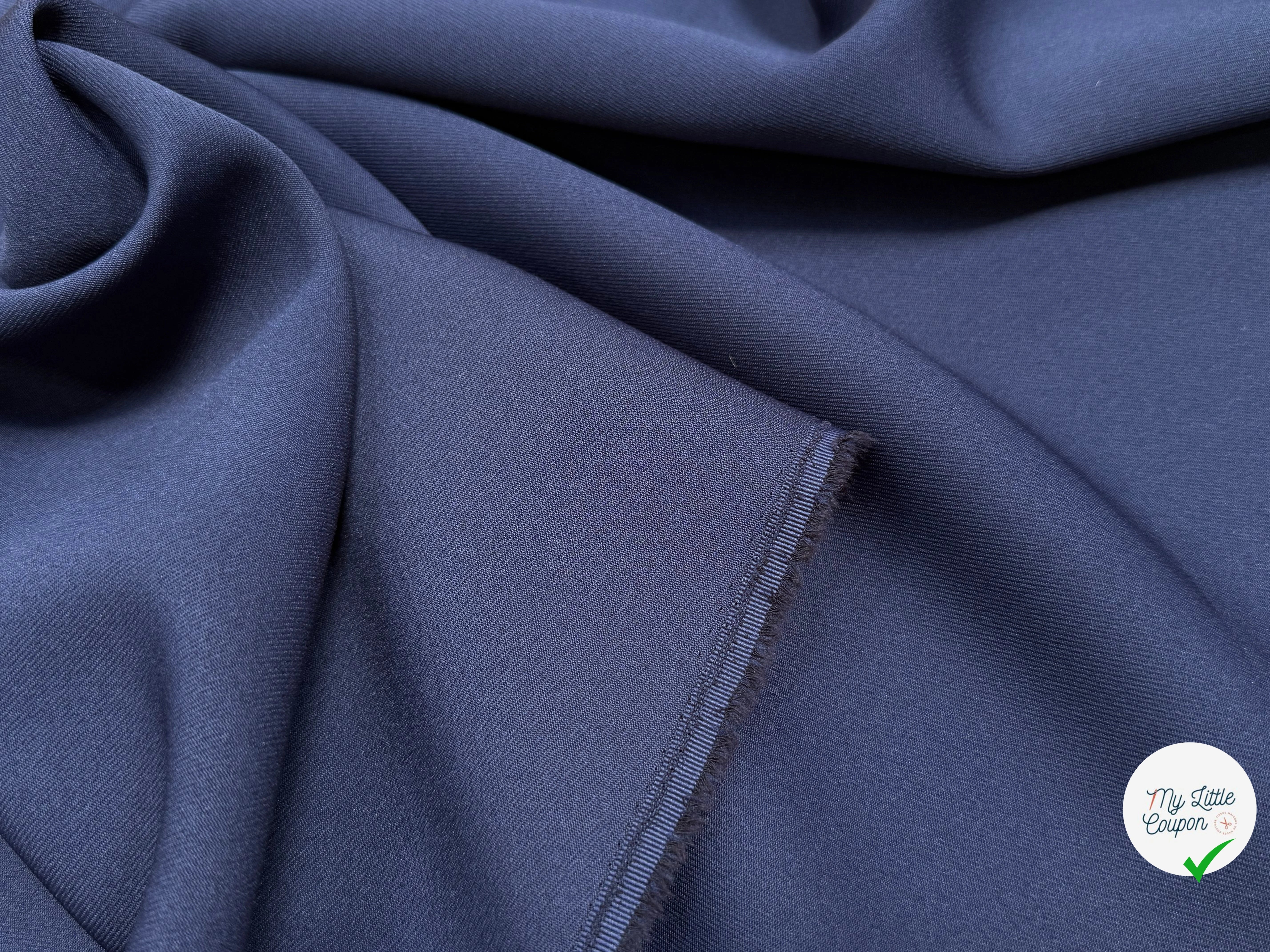 GABARDINE SOUPLE SERGÉE STRETCH BEAU TOMBÉ BLEU NUIT JAPAN - My Little Coupon