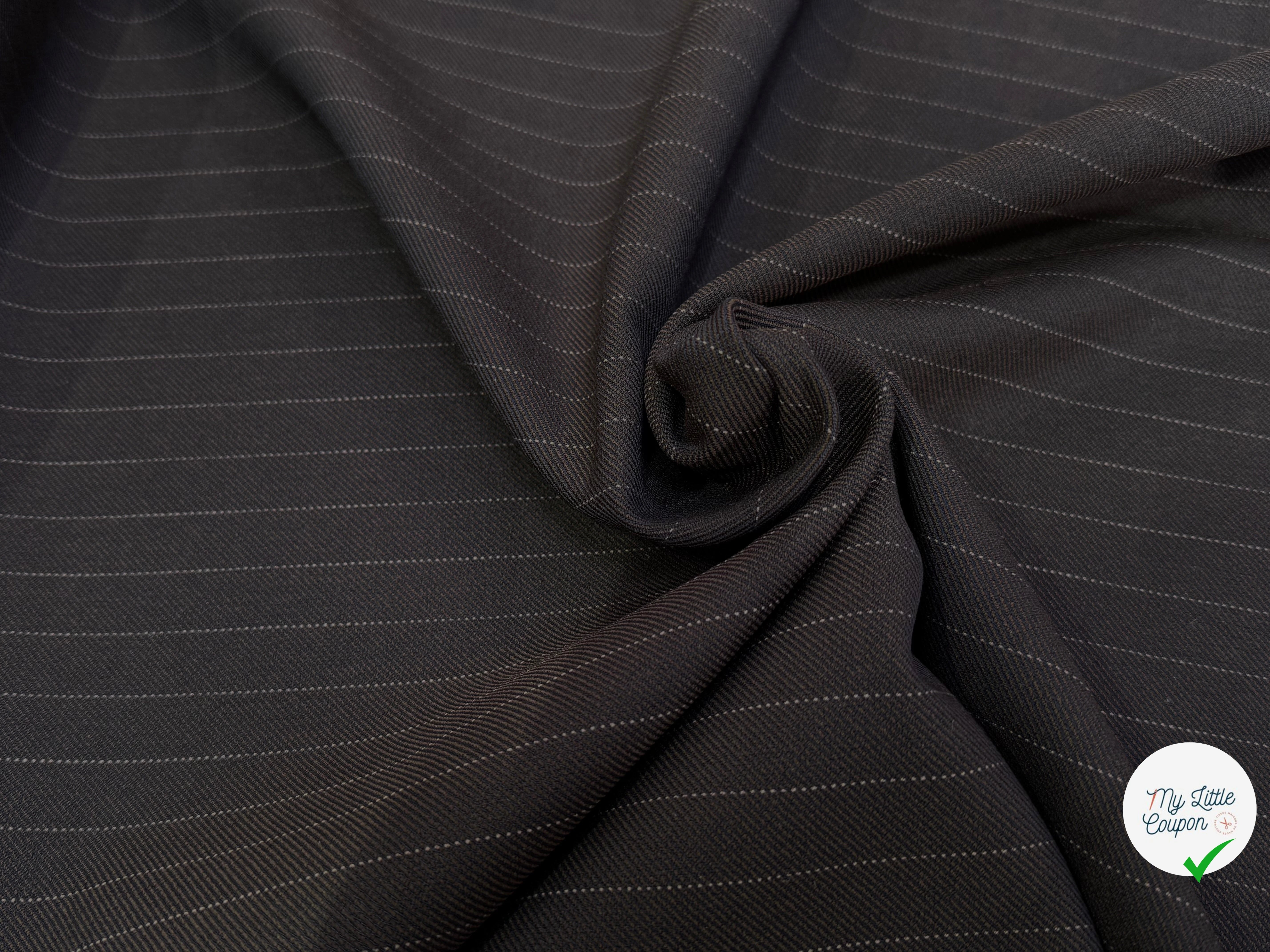 GABARDINE SRETCH POYCOTON MARRON CHICS RAYURES VERTICALES - My Little Coupon