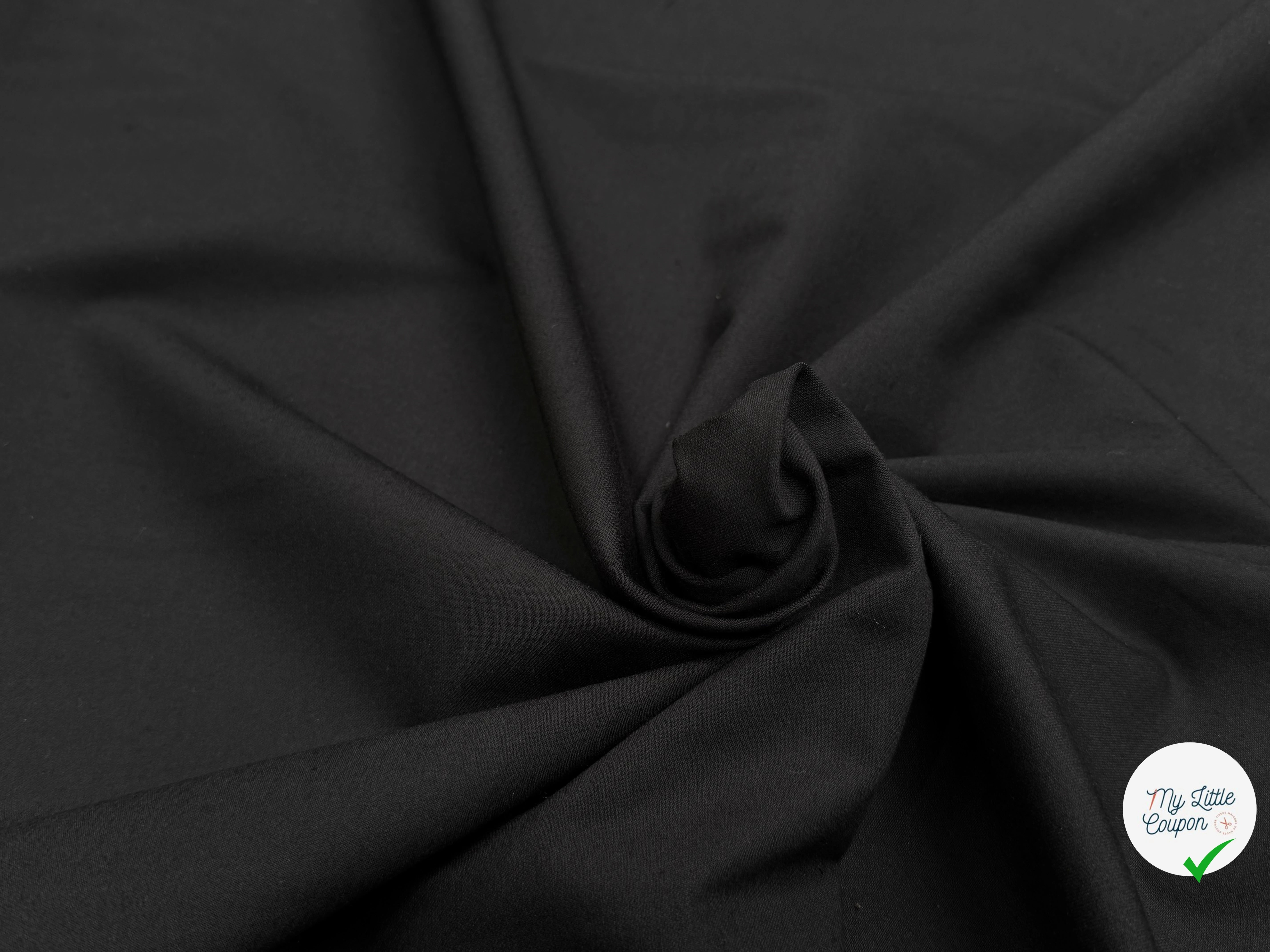 GABARDINE STRETCH POLYVISCOSE UNI GRATTÉE NOIR - My Little Coupon