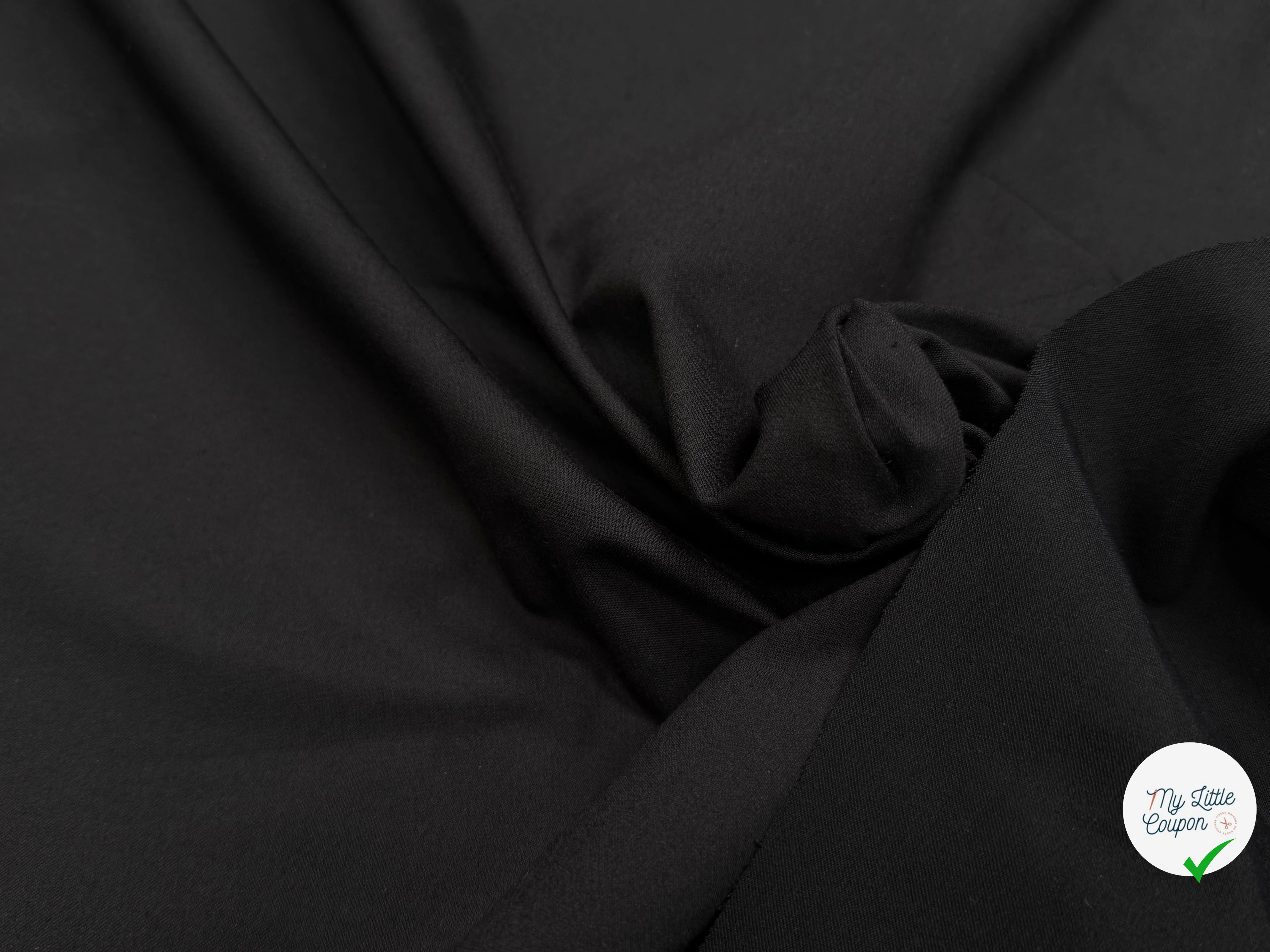 GABARDINE STRETCH POLYVISCOSE UNI GRATTÉE NOIR - My Little Coupon