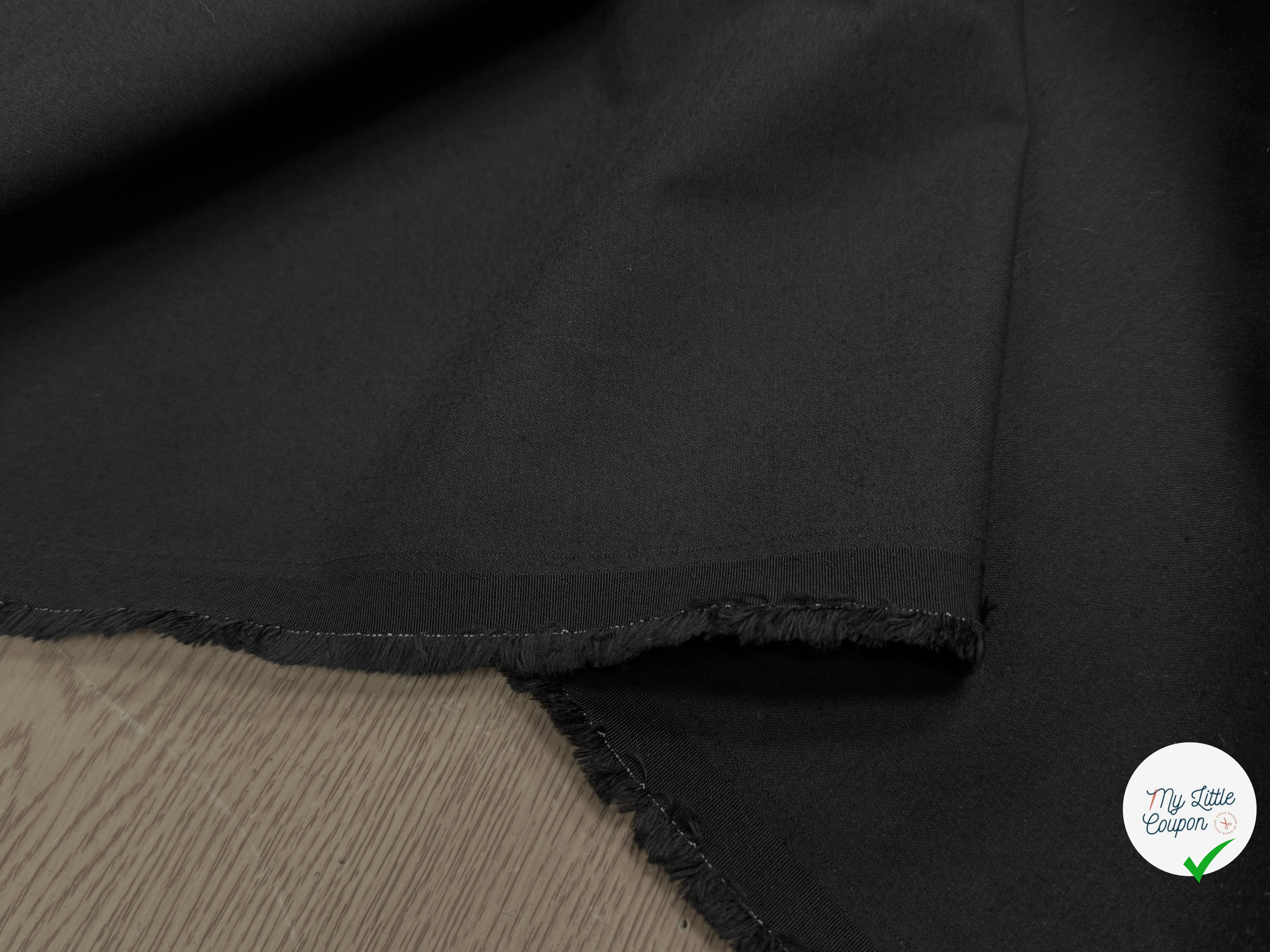 GABARDINE STRETCH POLYVISCOSE UNI GRATTÉE NOIR - My Little Coupon