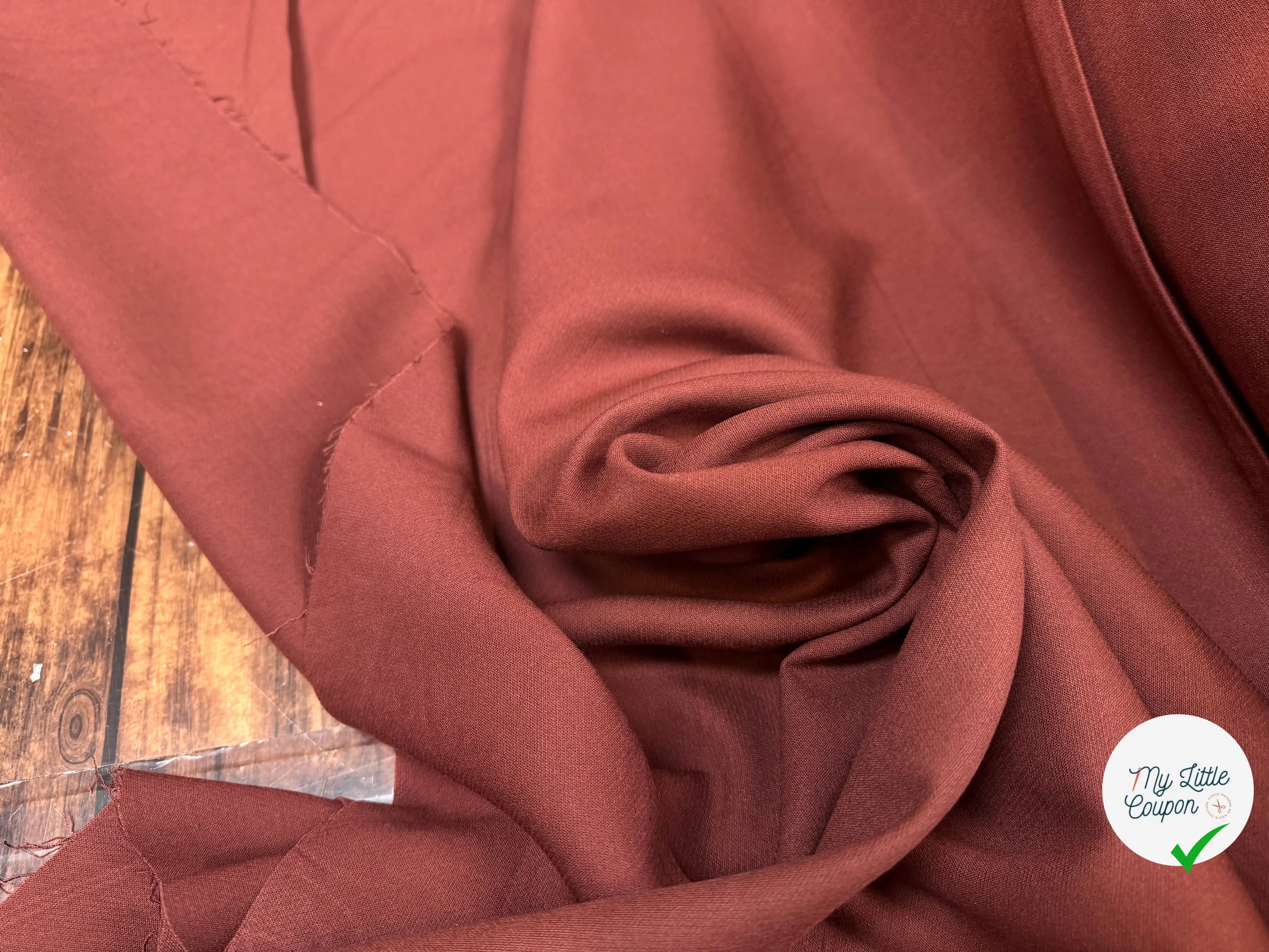 GABARDINE STRETCH VISCOSE LAINE VIERGE CHÂTAIGNE - My Little Coupon