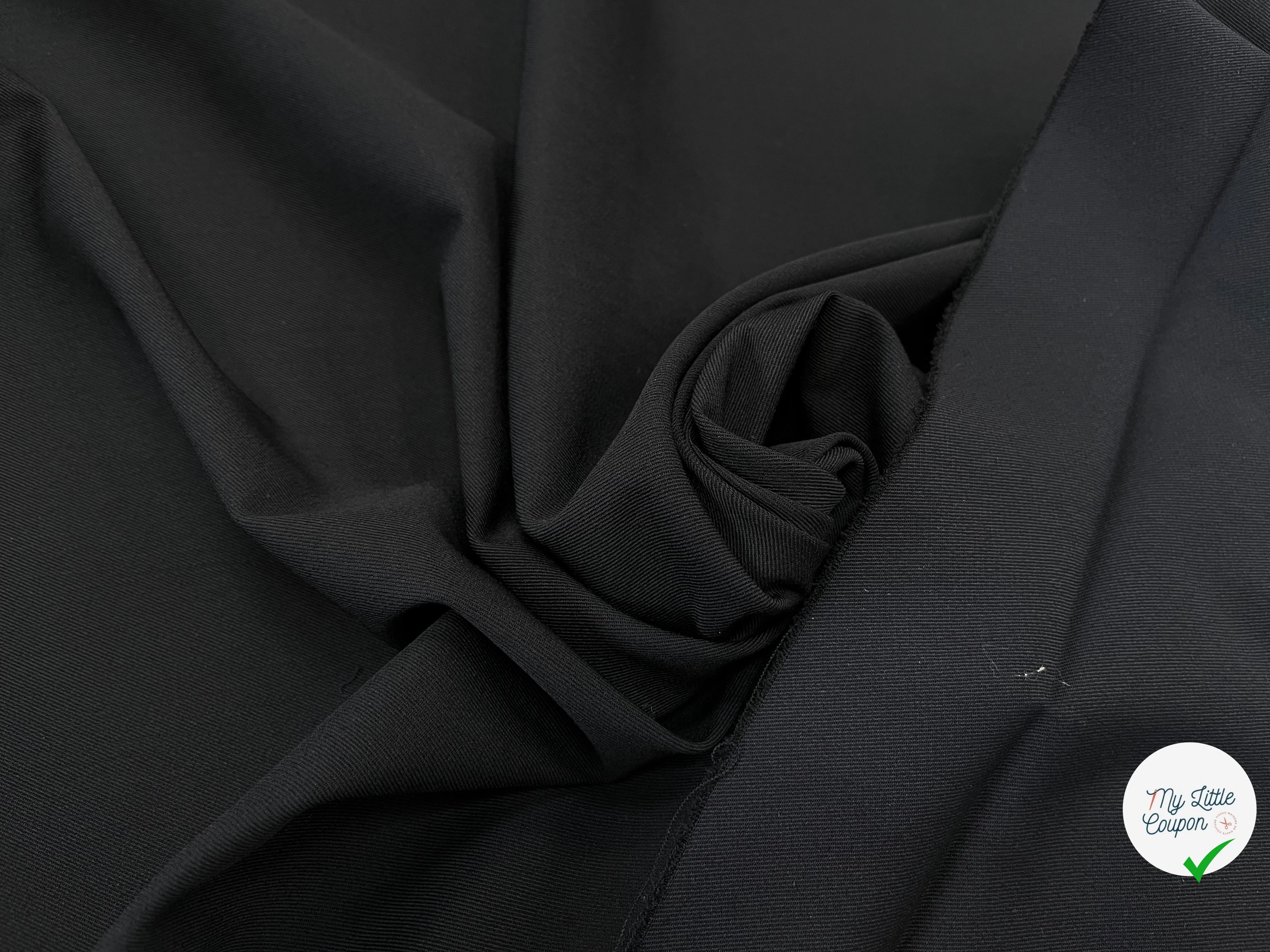 GABRDINE DE LAINE STRETCH UNI NOIR - My Little Coupon