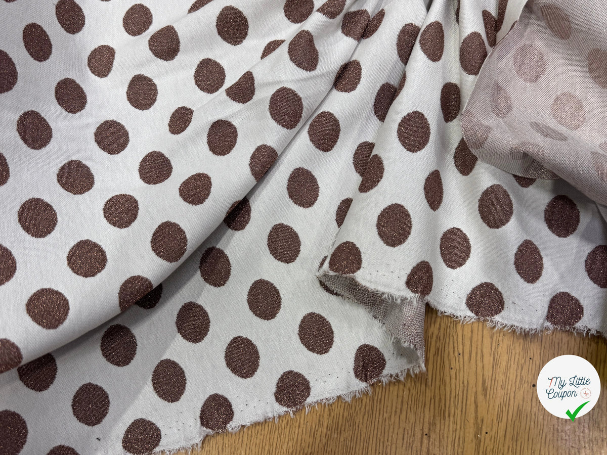 JACQUARD À GROS POIS ET FIL LUREX VIEUX ROSE - My Little Coupon