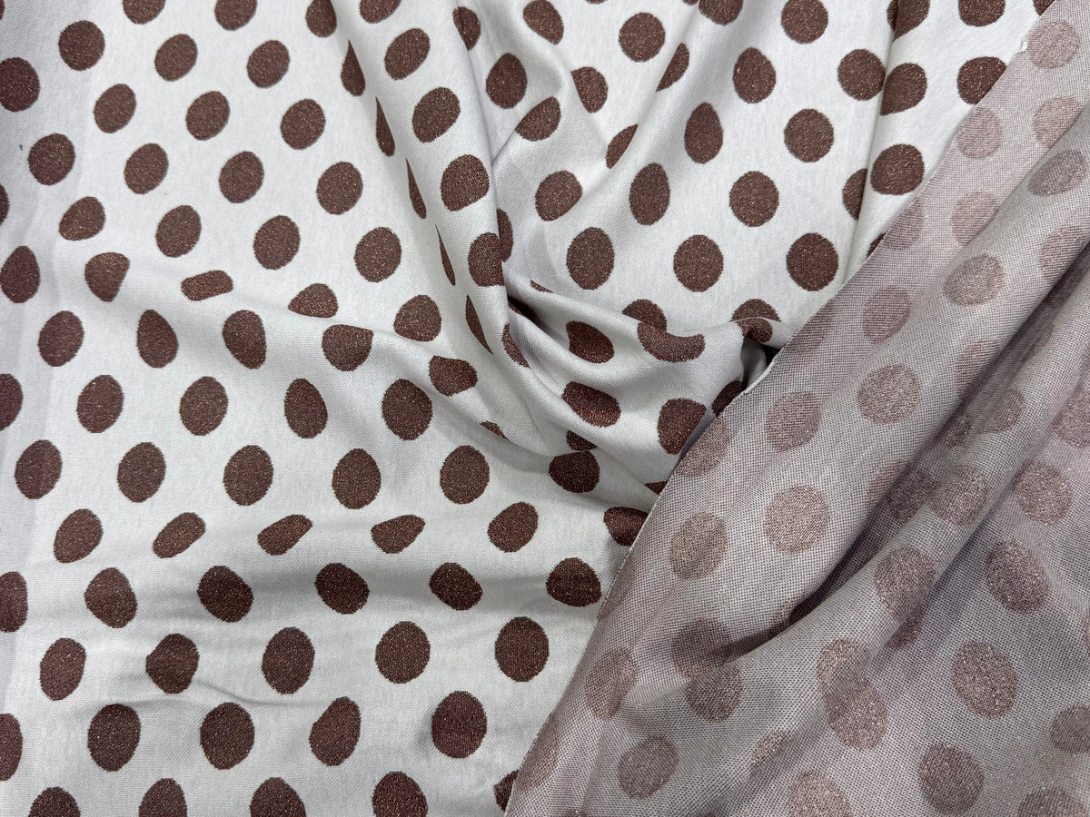 JACQUARD À GROS POIS ET FIL LUREX VIEUX ROSE - My Little Coupon