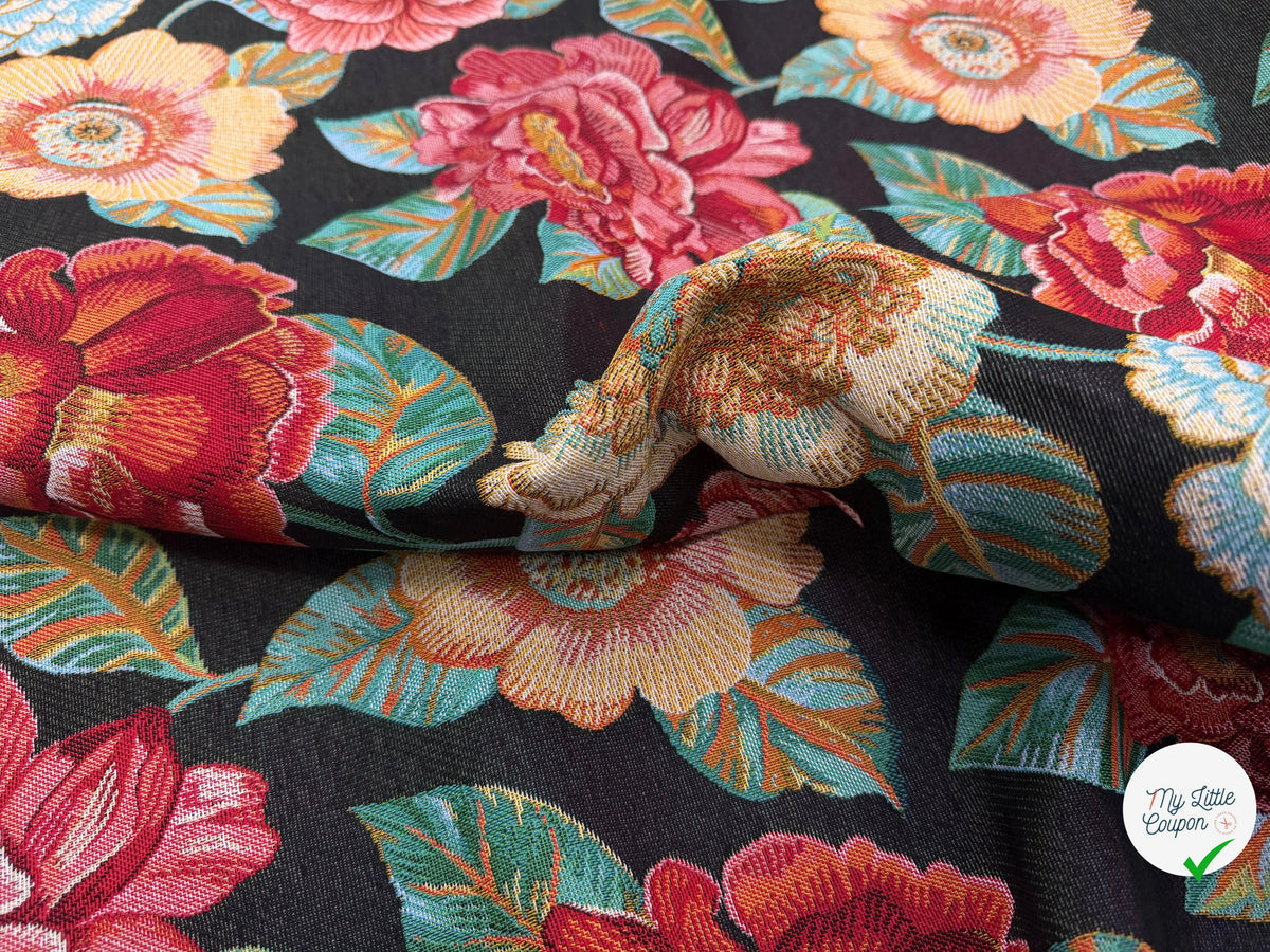 JACQUARD ASHLEY ALLOVER NOIR 160 CM - My Little Coupon
