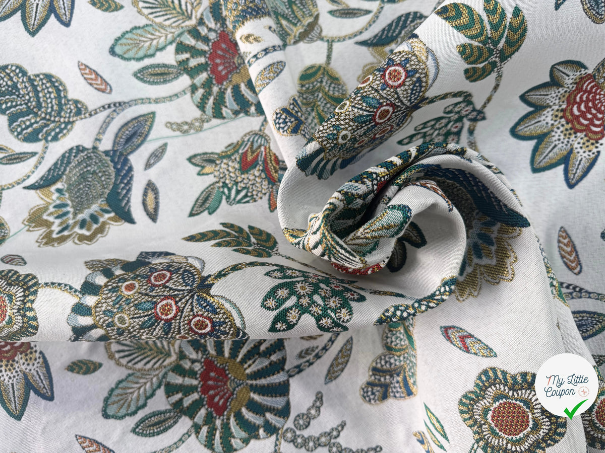 JACQUARD BOSPHORE ALLOVER BLANC ÉMERAUDE 140 CM - My Little Coupon