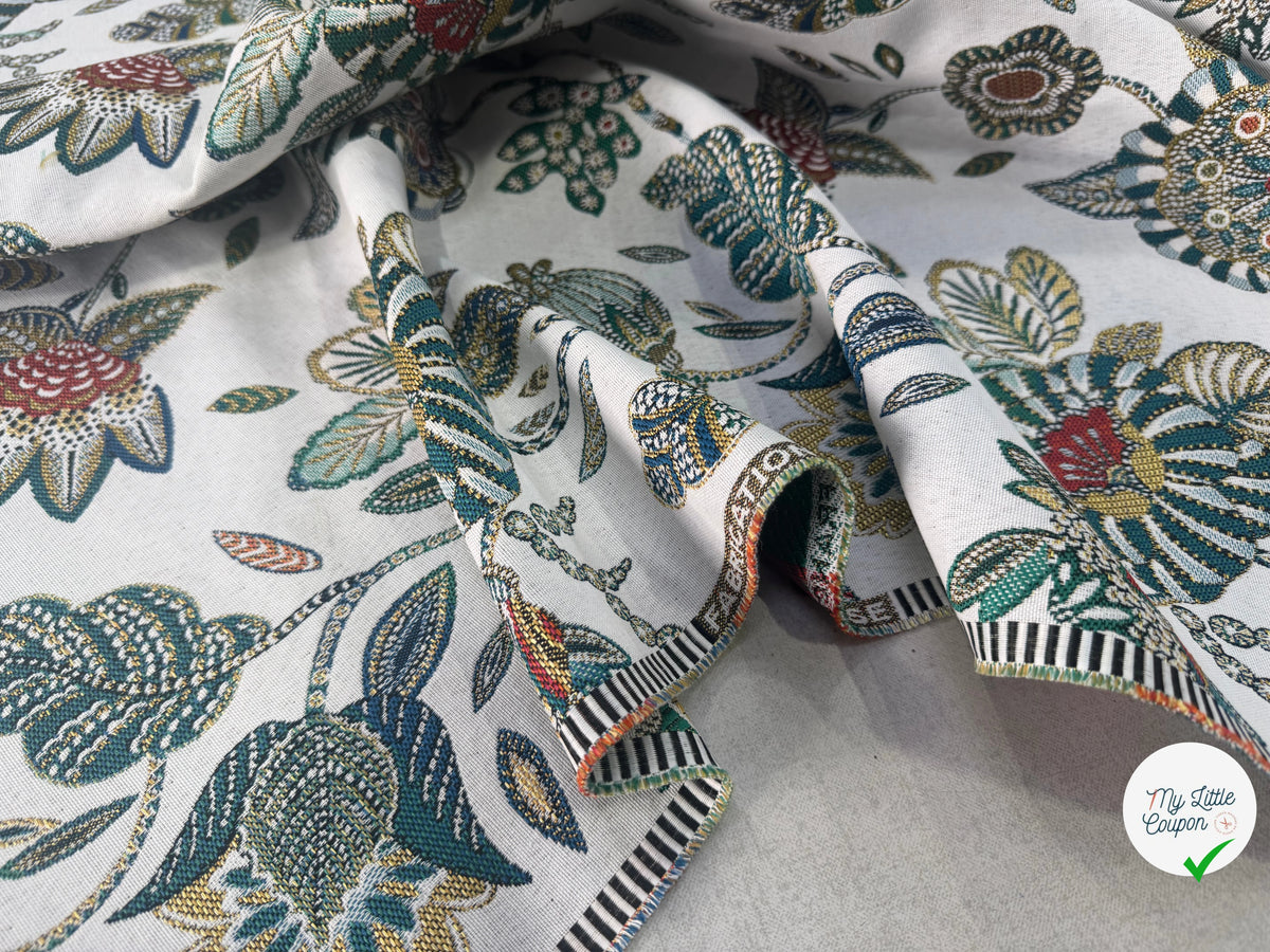 JACQUARD BOSPHORE ALLOVER BLANC ÉMERAUDE 140 CM - My Little Coupon
