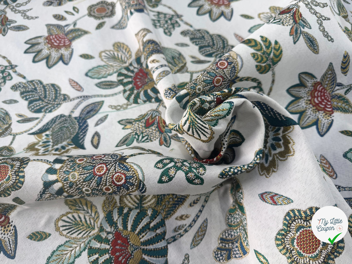 JACQUARD BOSPHORE ALLOVER BLANC ÉMERAUDE 140 CM - My Little Coupon