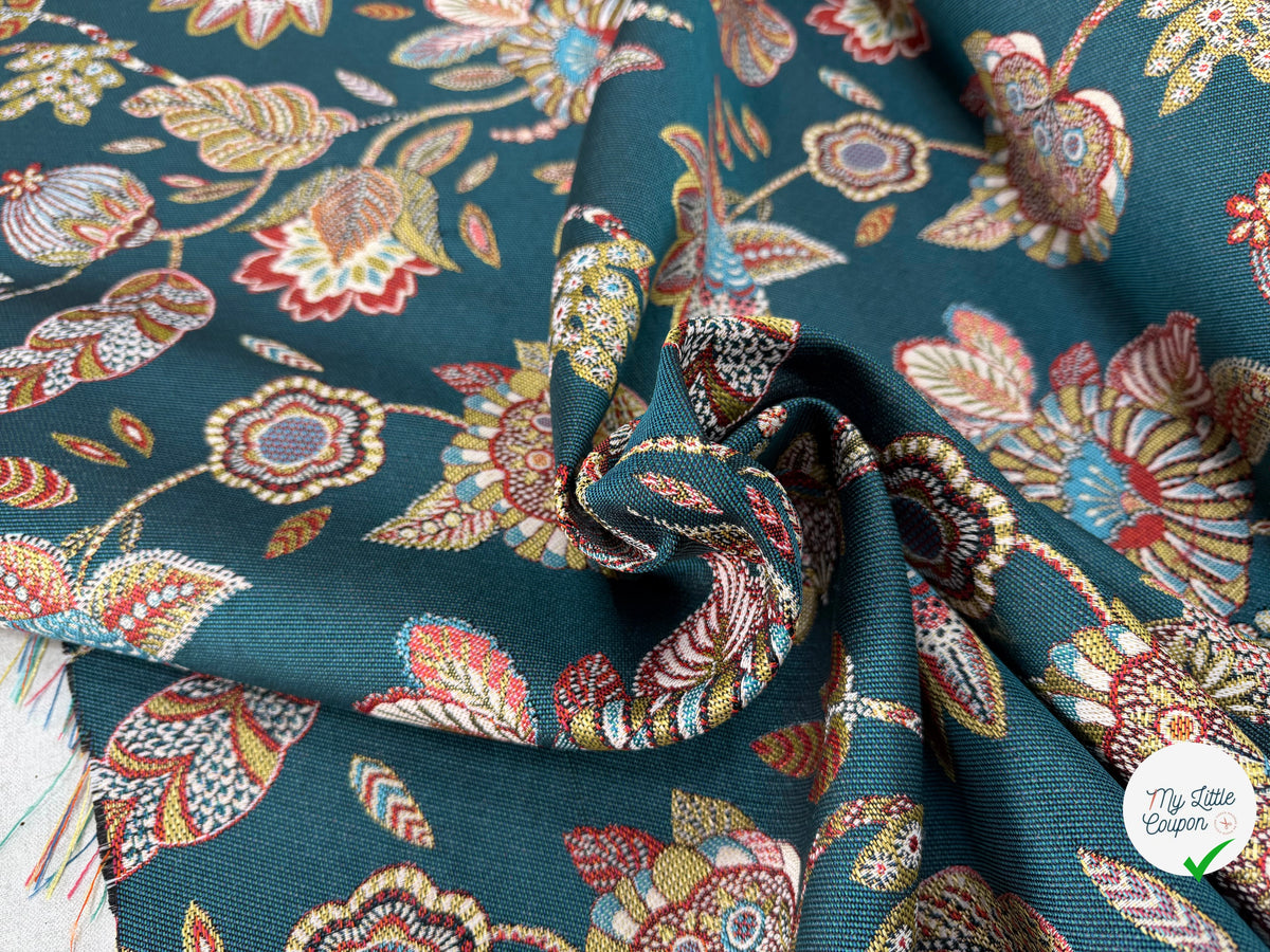 JACQUARD BOSPHORE ALLOVER PÉTROLE 140 CM - My Little Coupon