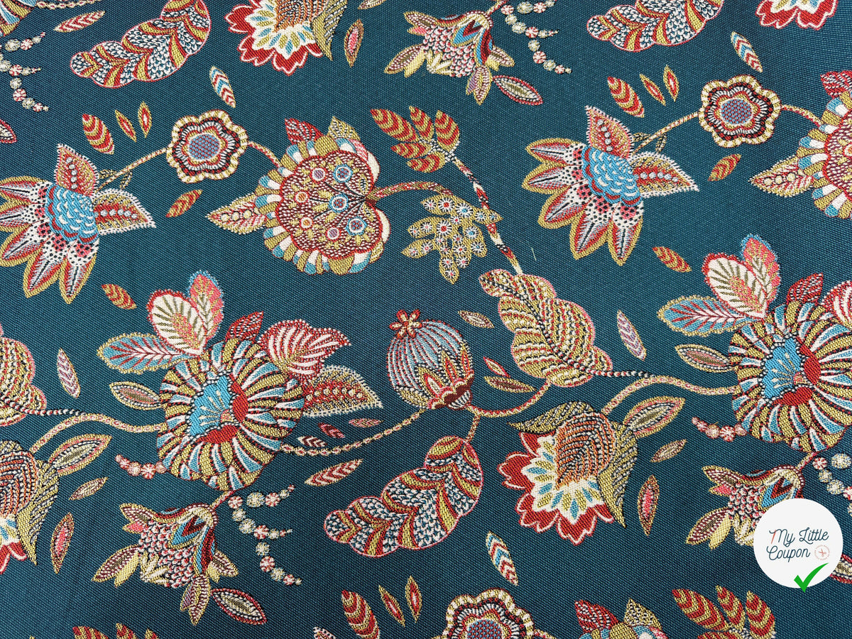 JACQUARD BOSPHORE ALLOVER PÉTROLE 140 CM - My Little Coupon