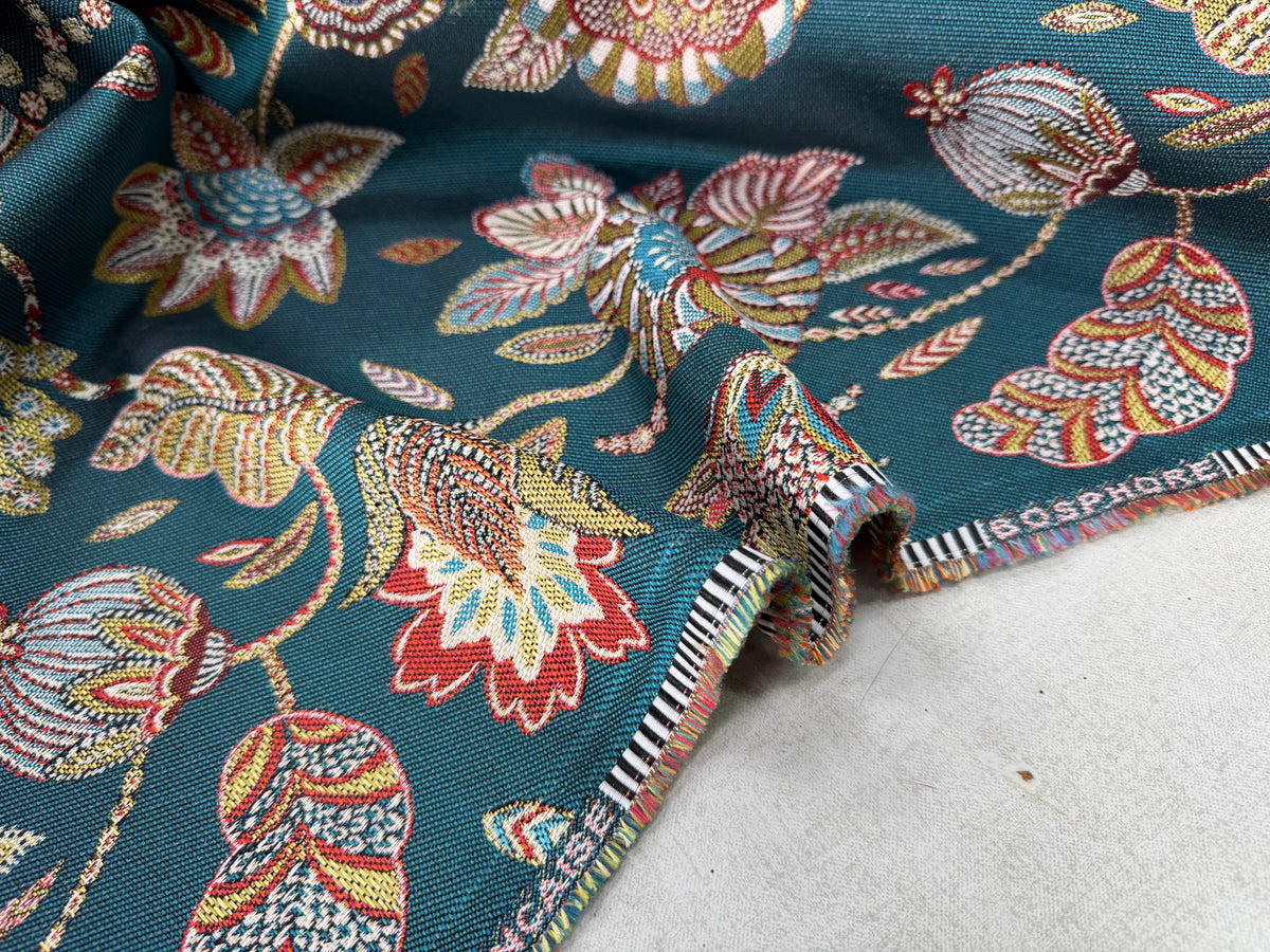 JACQUARD BOSPHORE ALLOVER PÉTROLE 140 CM - My Little Coupon