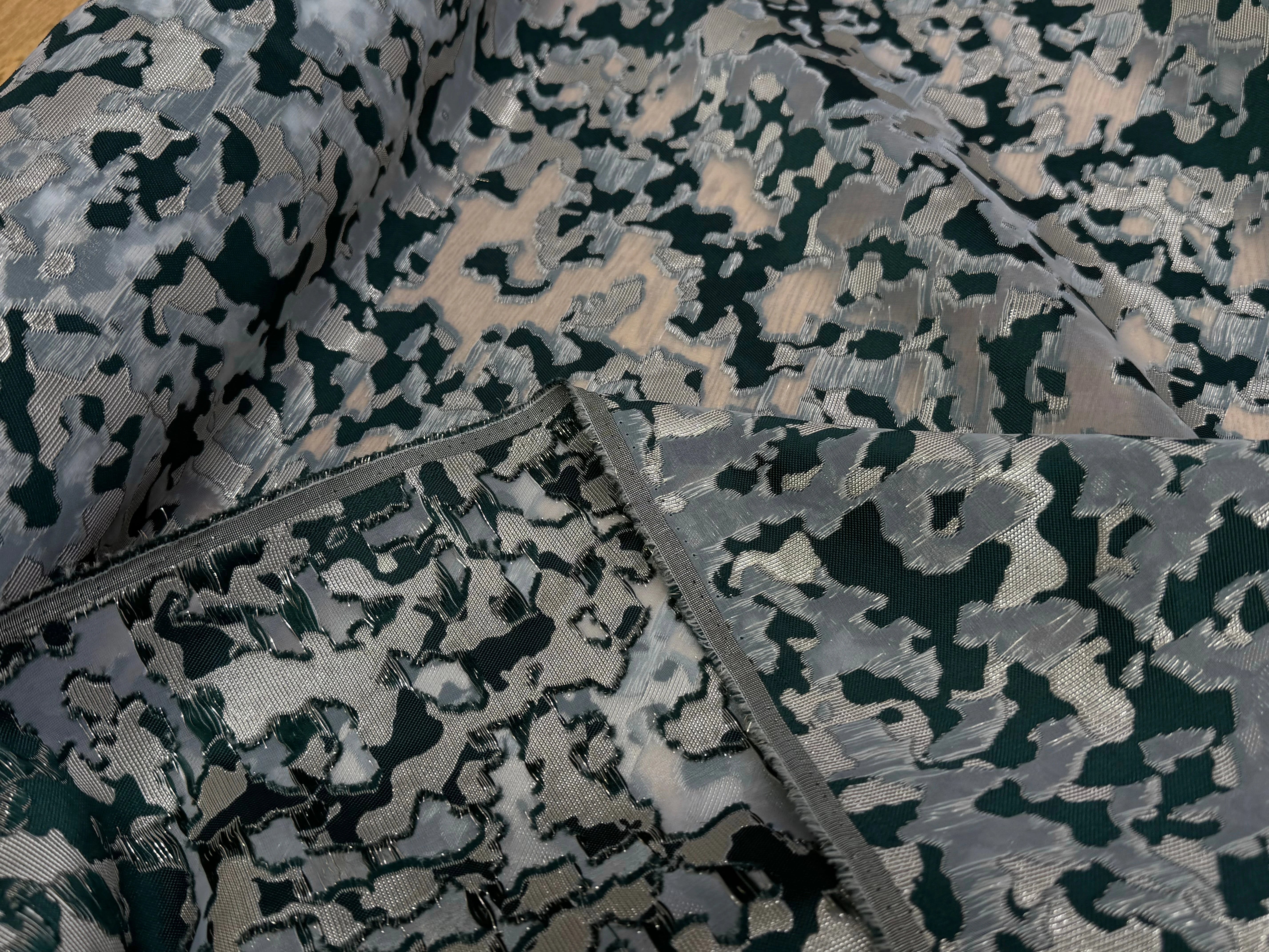 JACQUARD BROCA ARGENTÉ ARMY VERT - My Little Coupon